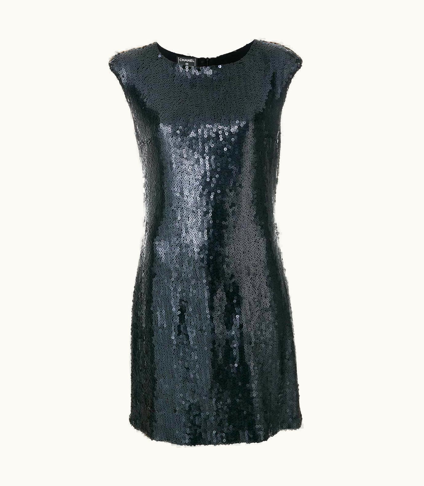 Chanel Vintage Chanel Black Sequin Dress