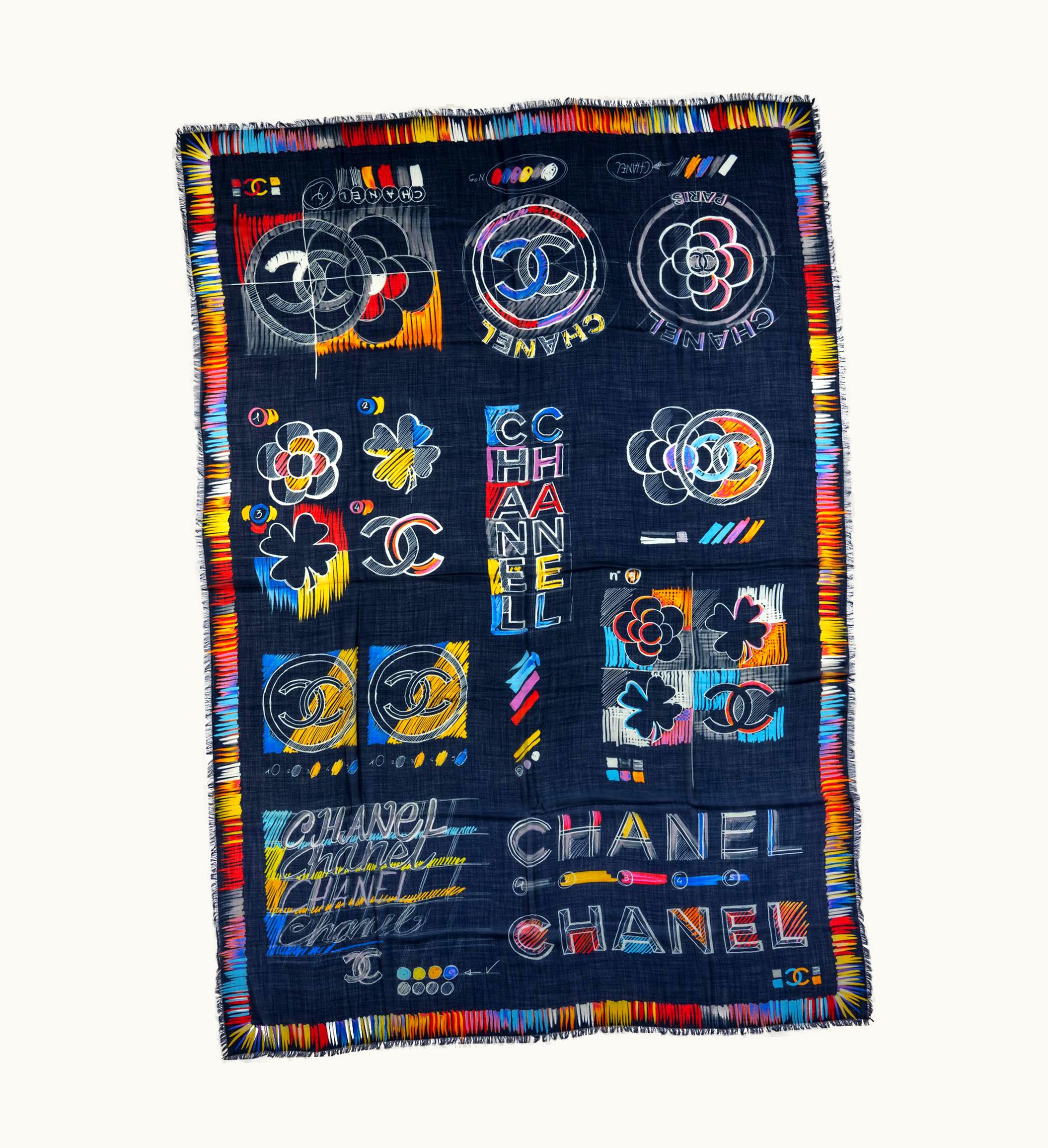 Chanel Chanel Black Multicolor Cashmere Shawl