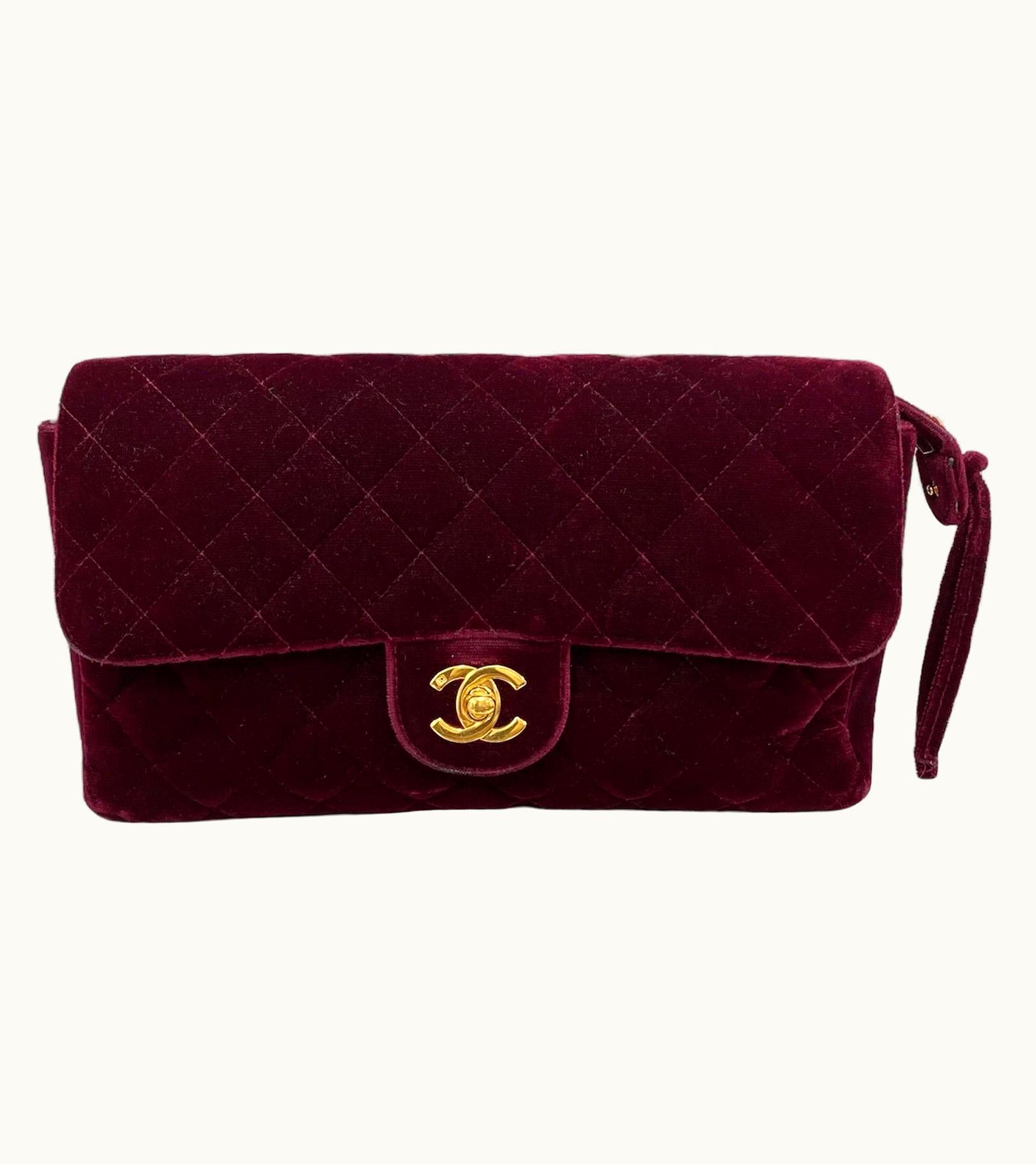 Chanel Chanel Backpak Velour Bordeaux Vintage