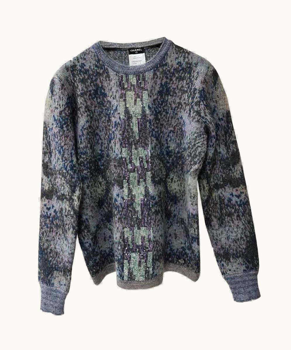 Chanel Chanel Mohair Embellished Multicolor Sweater