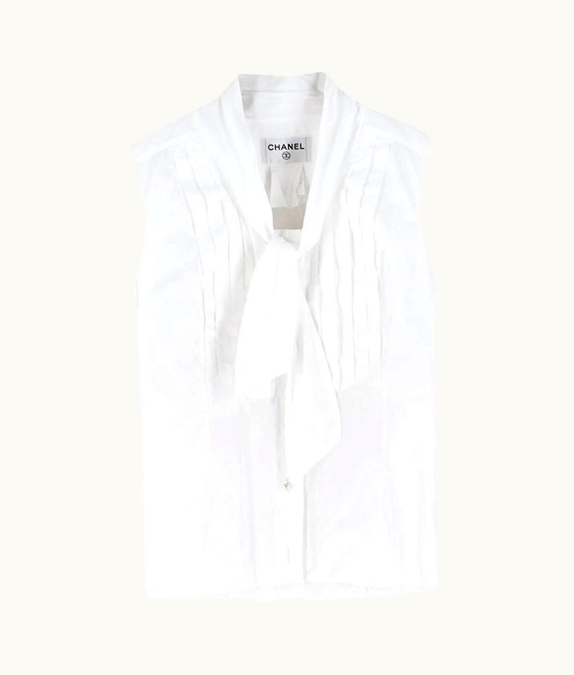 Chanel Chanel White Sleeveless Shirt Top - mall