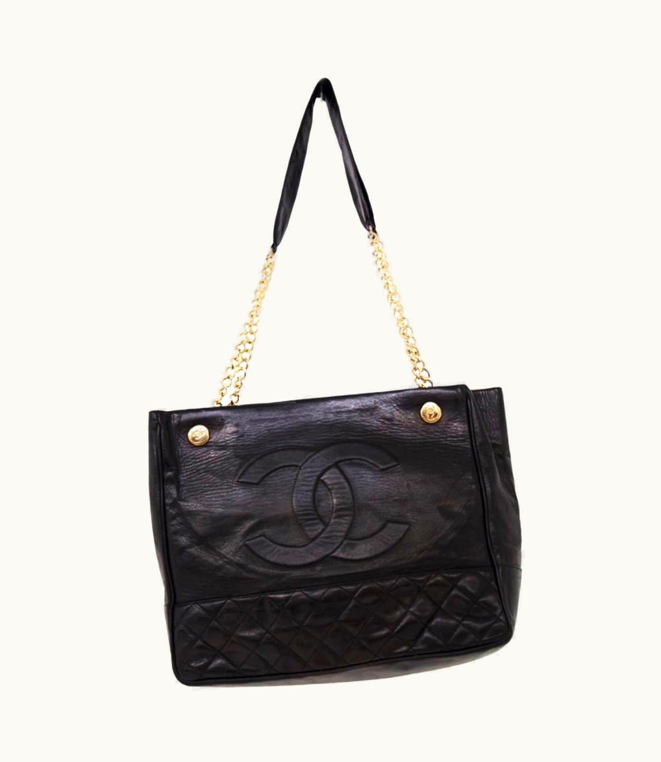 Chanel Rare Chanel Vintage Black Leather Bag