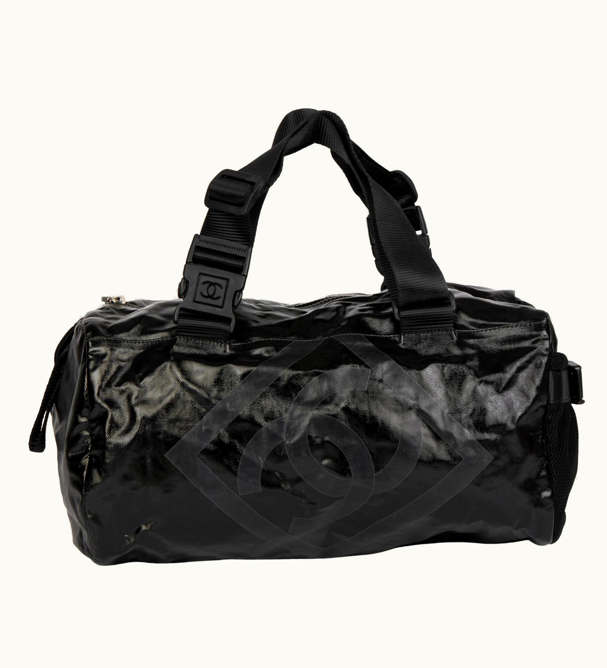Chanel Chanel Black Vinyl & Mesh Sports Line Duffle Bag