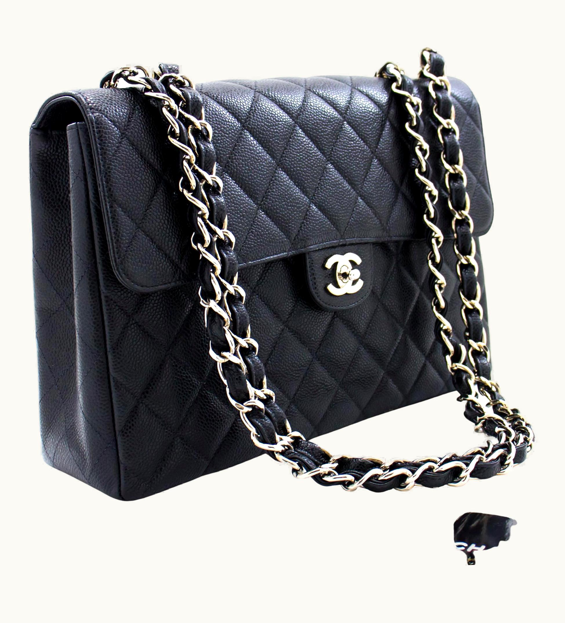 Chanel Chanel Large Classic Handbag Chain Shoulder Bag Flap Black Caviar