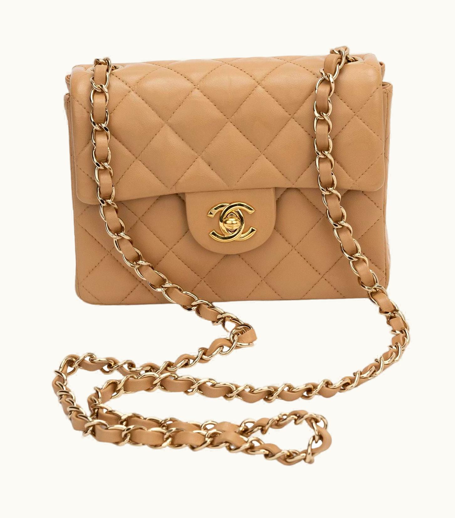 Chanel Chanel Vintage Square Flap Bag Beige
