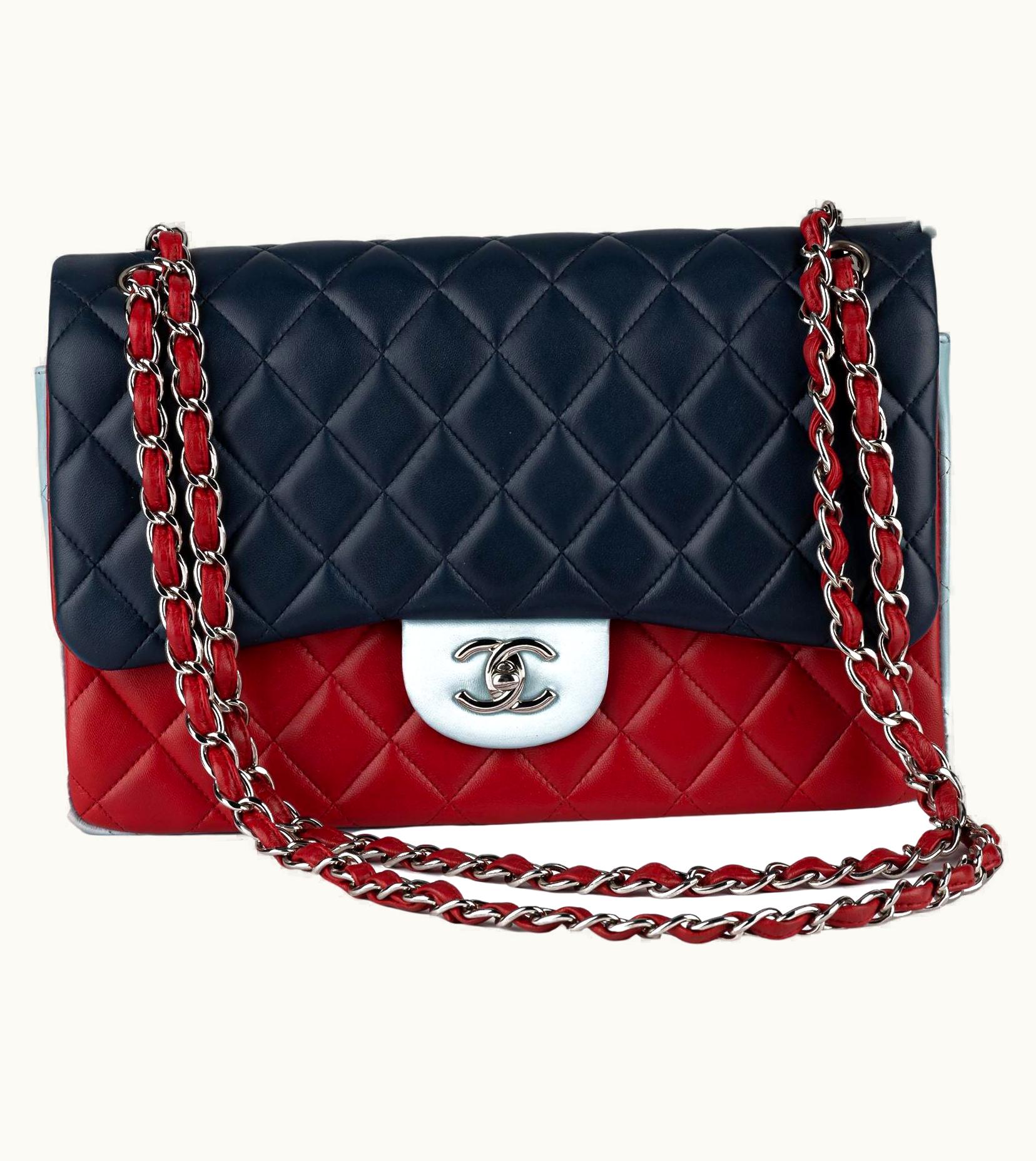 Chanel Chanel Tricolor Lamb Jumbo Double Flap