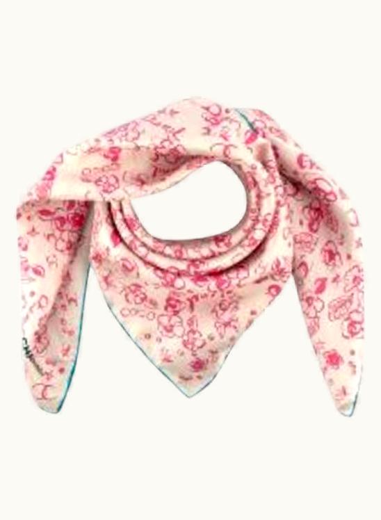 Chanel Chanel Cream & Pink Cc Floral Scarf
