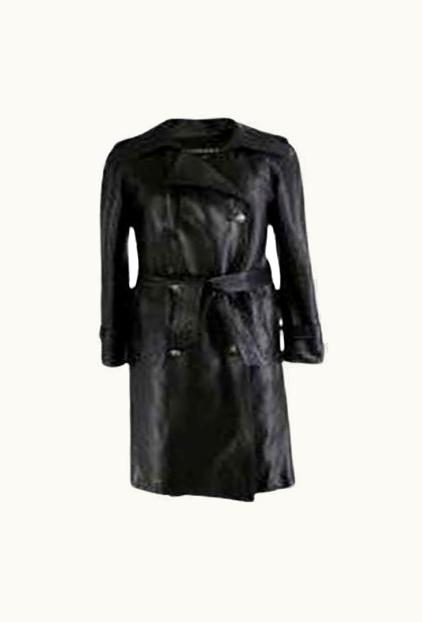 Chanel Chanel Vintage Black Leather Trench Coat