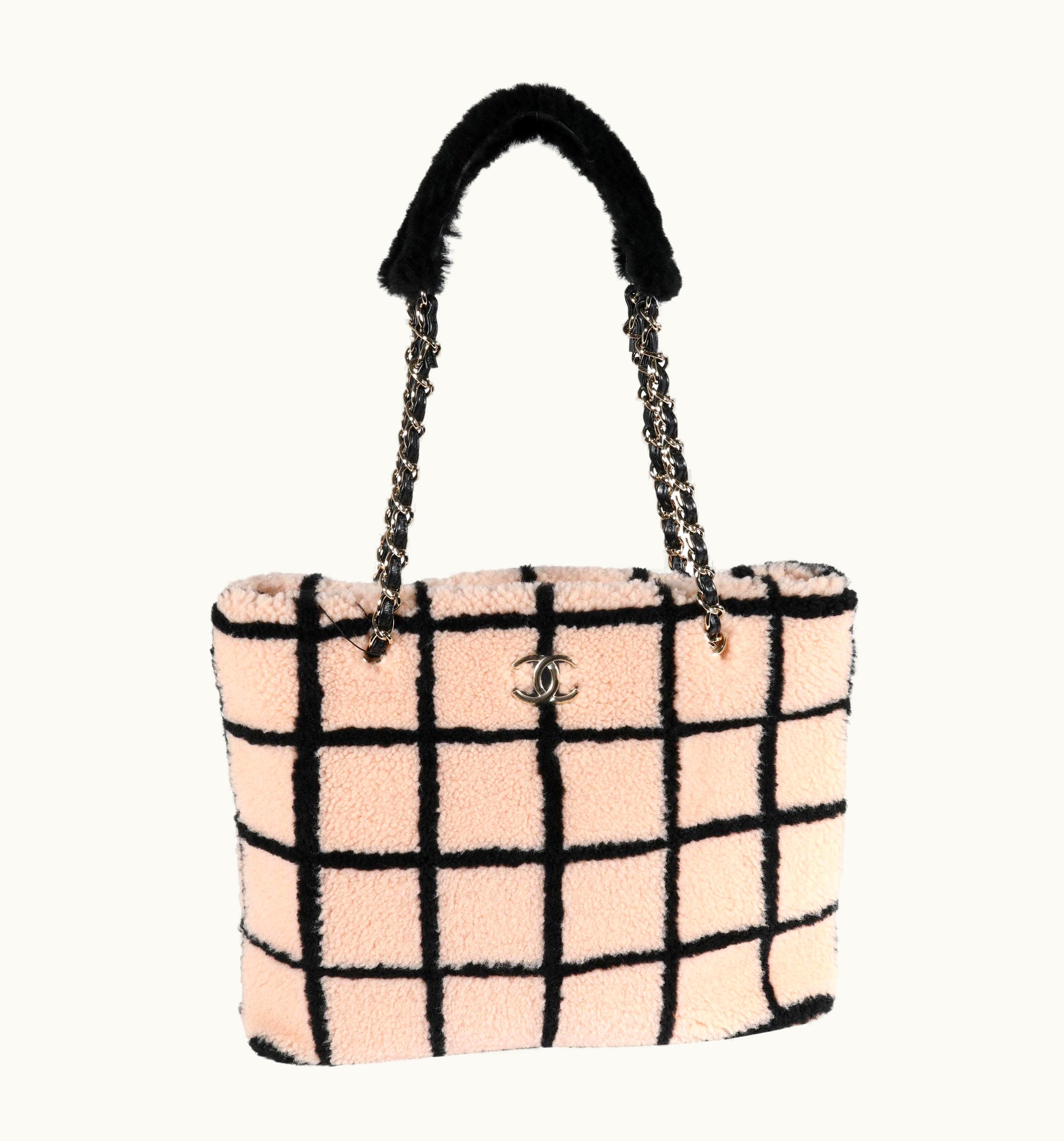 Chanel Chanel Shearling Shopping Tote Plus in Peach & Black