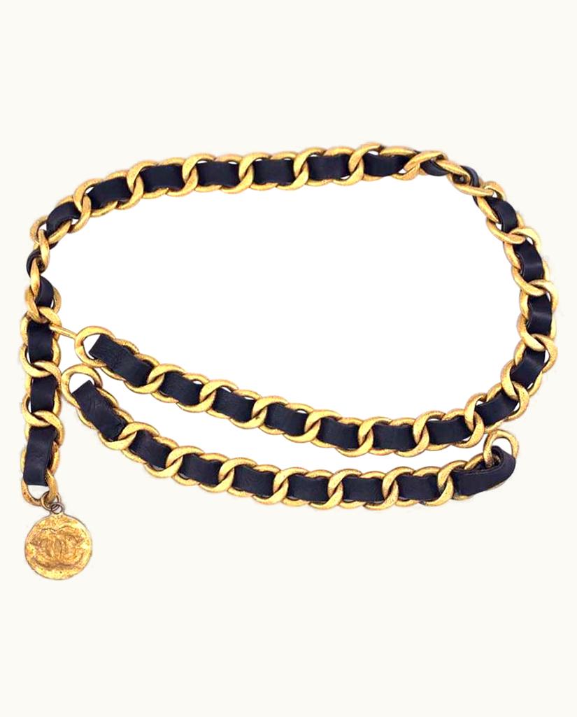 Chanel Chanel Vintage Gold And Leather Belt