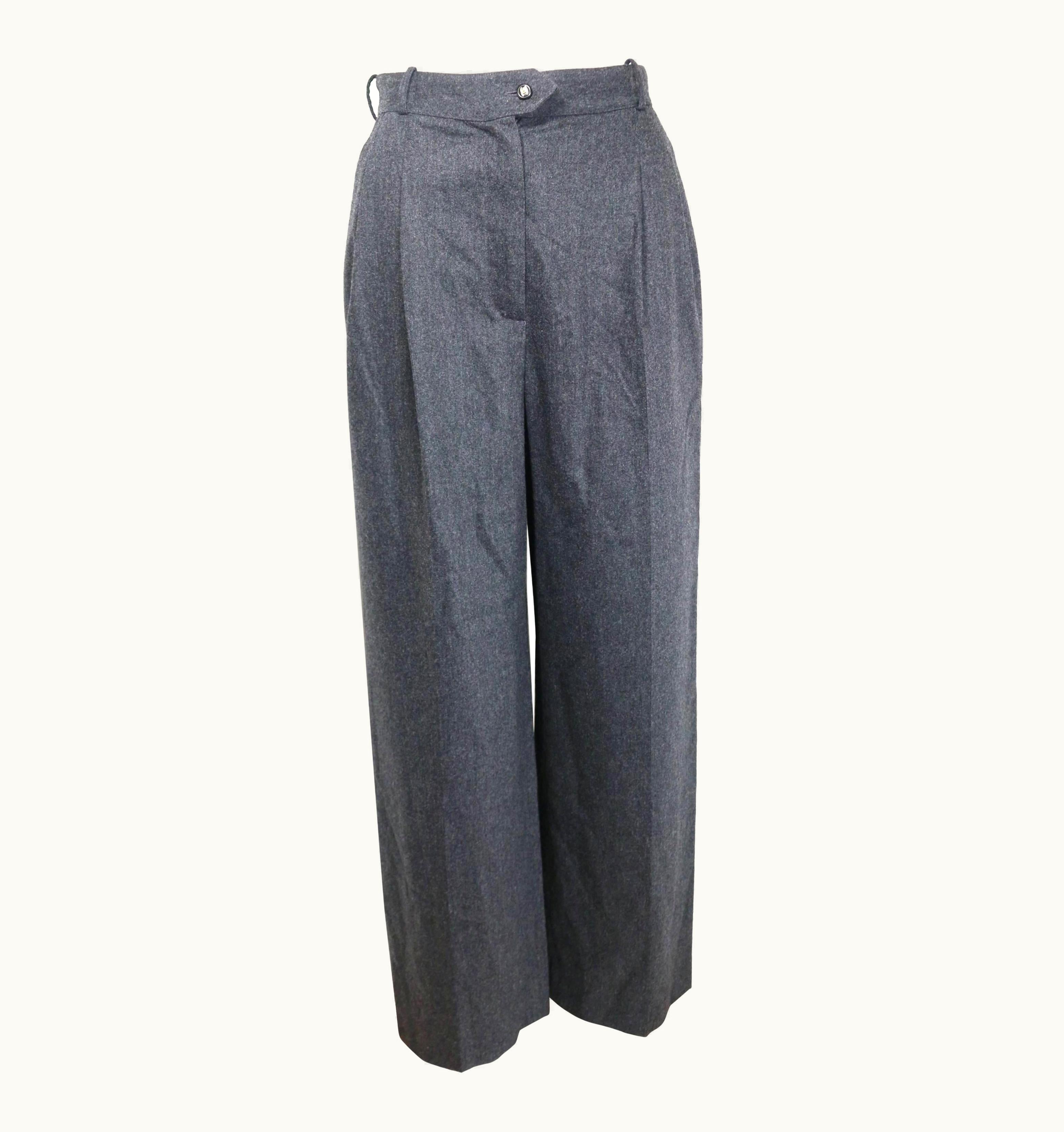Chanel Vintage 90s Chanel Grey Wool Pants