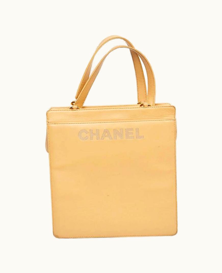 Chanel Vintage Chanel Beige Lambskin Tote Bag