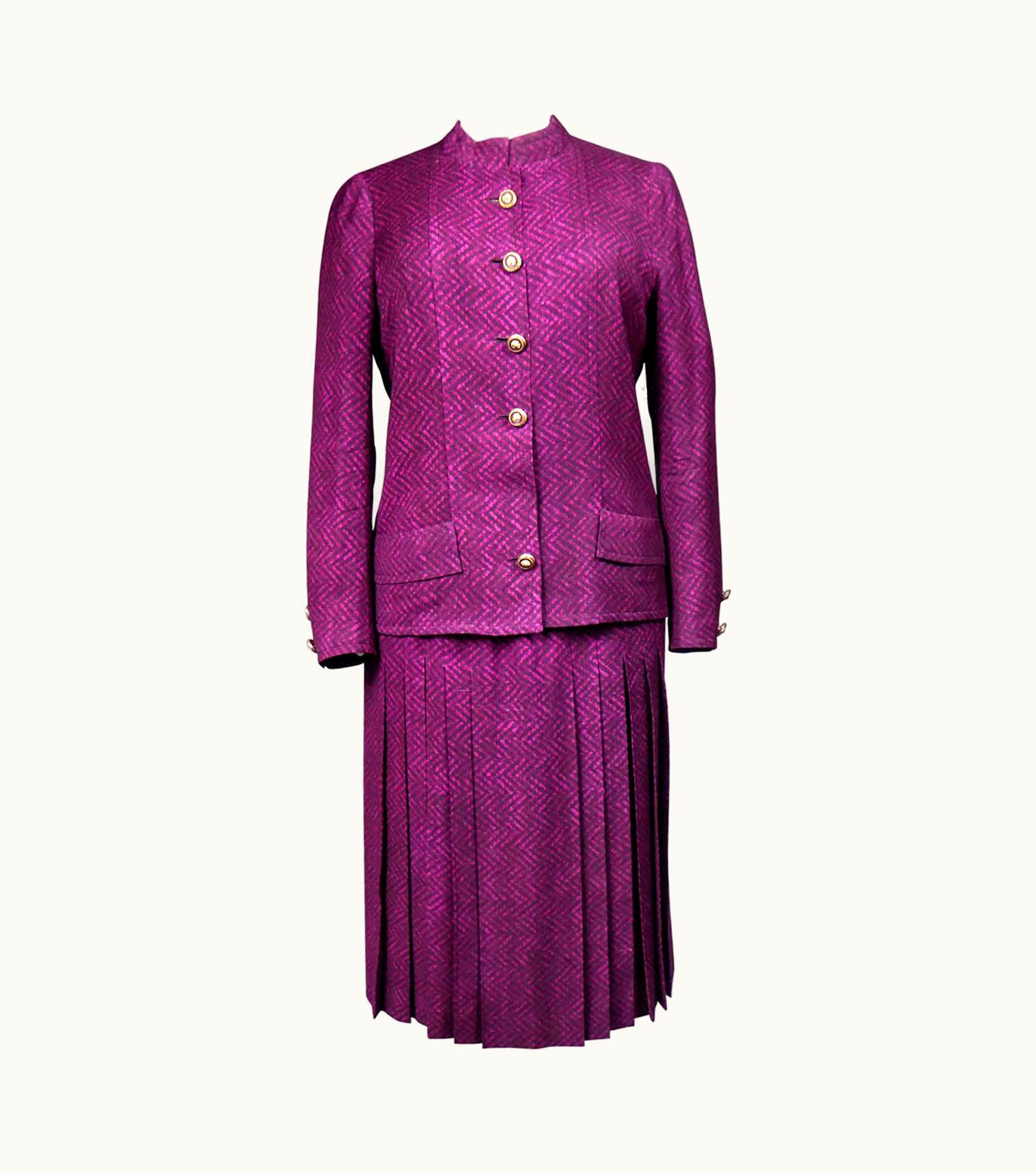 Chanel A French Couture Silk Chanel Skirt And Jacket Suit Number 60423 & 60422 C 1980