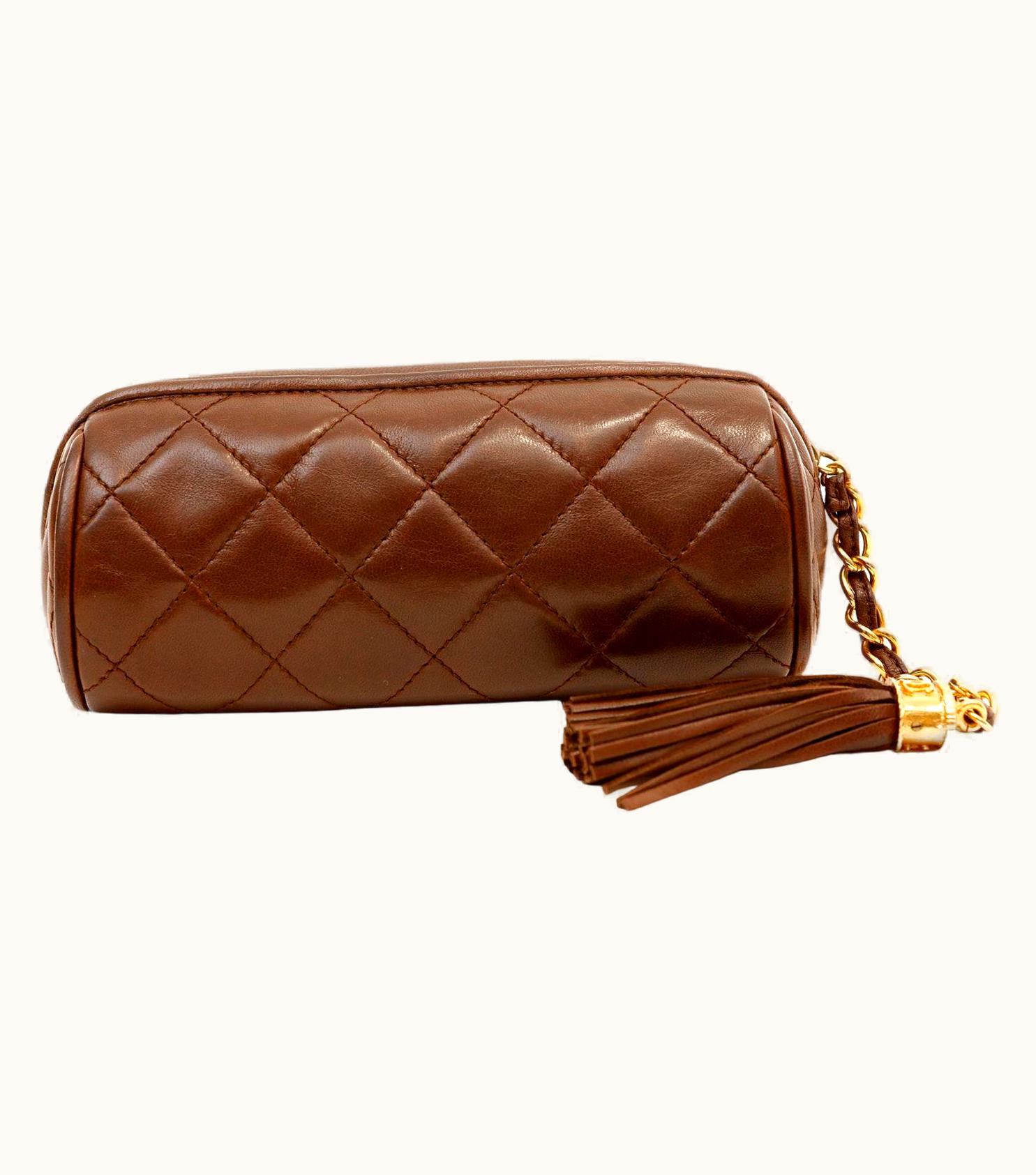 Chanel Chanel Vintage Brown Lambskin Tassel Pouch