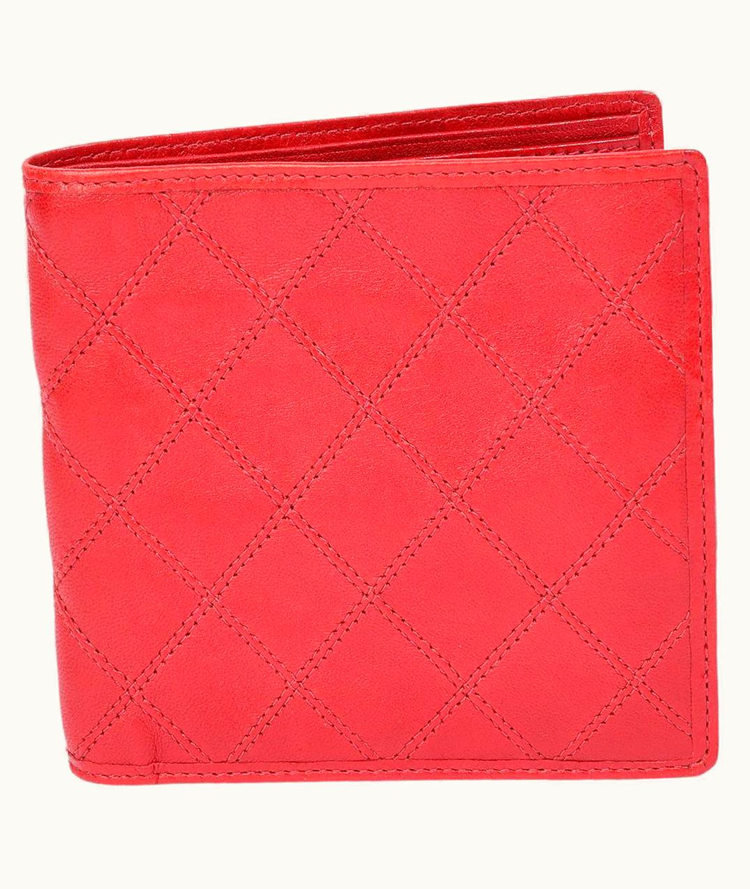 Chanel Chanel Red Quilted Lambskin Vintage Bi Fold Wallet