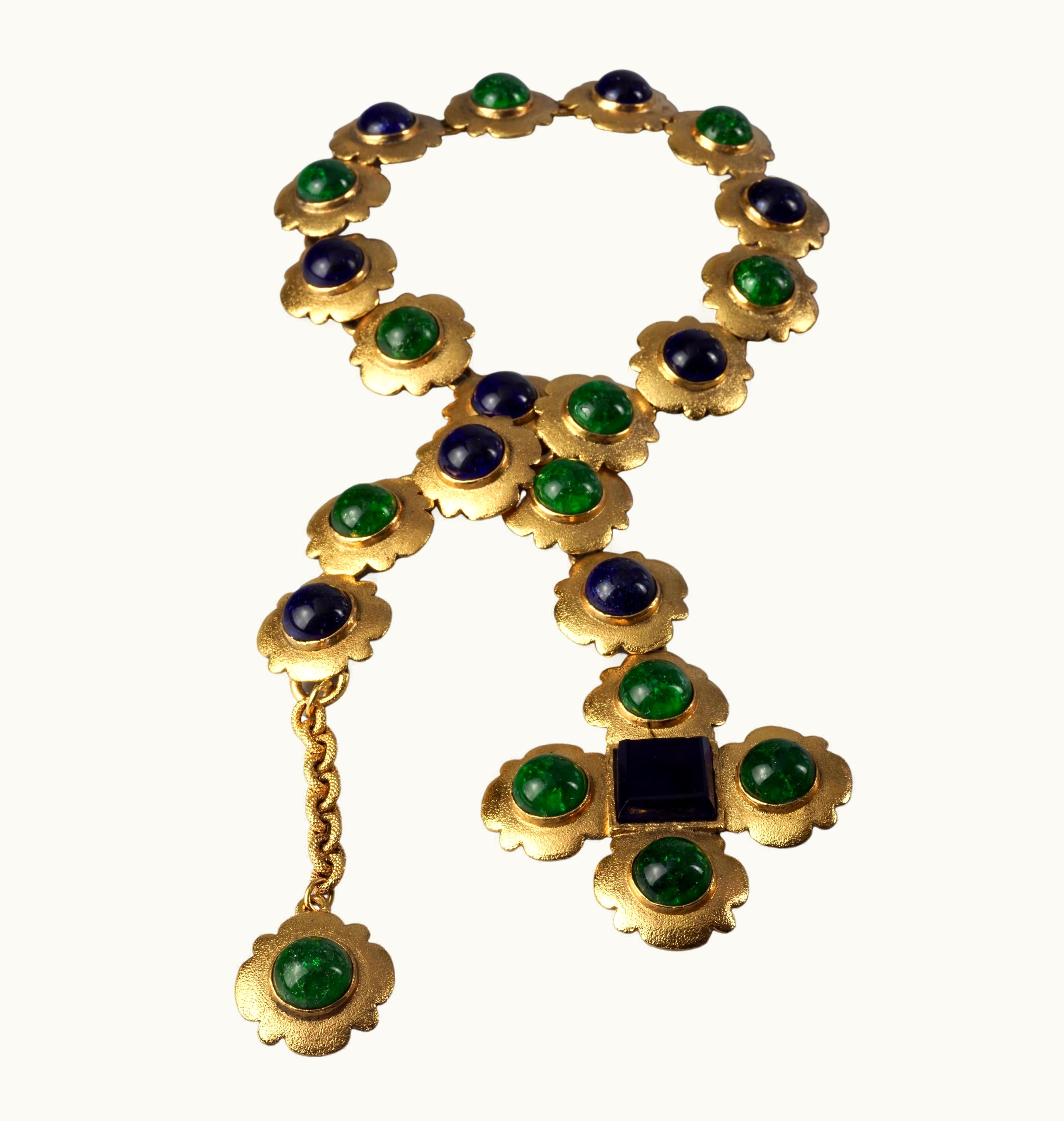 Chanel Vintage Runway Chanel Byzantine Multi Cabochon Cross Belt