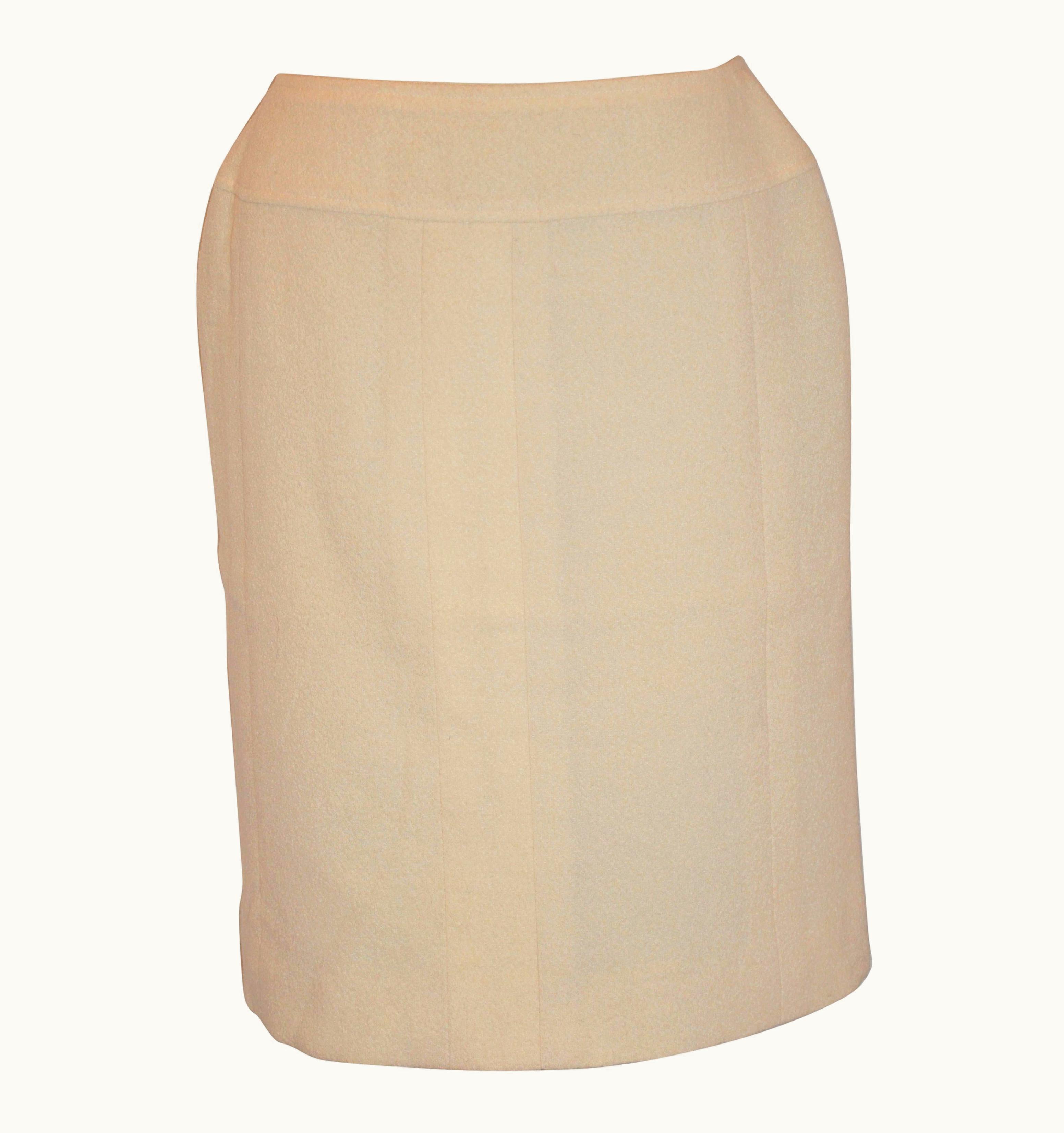 Chanel Chanel Iconic Ivory Wool Boucle Zippered Skirt