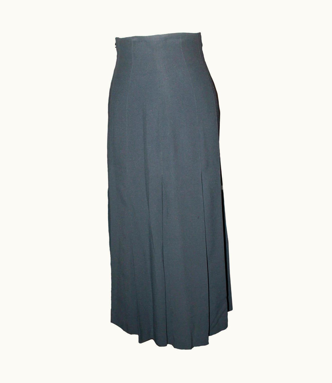 Chanel Chanel Vintage Navy Long Pleated Skirt