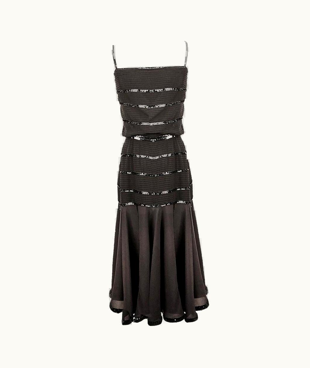Chanel Chanel Vintage Black Silk Sequin Gown