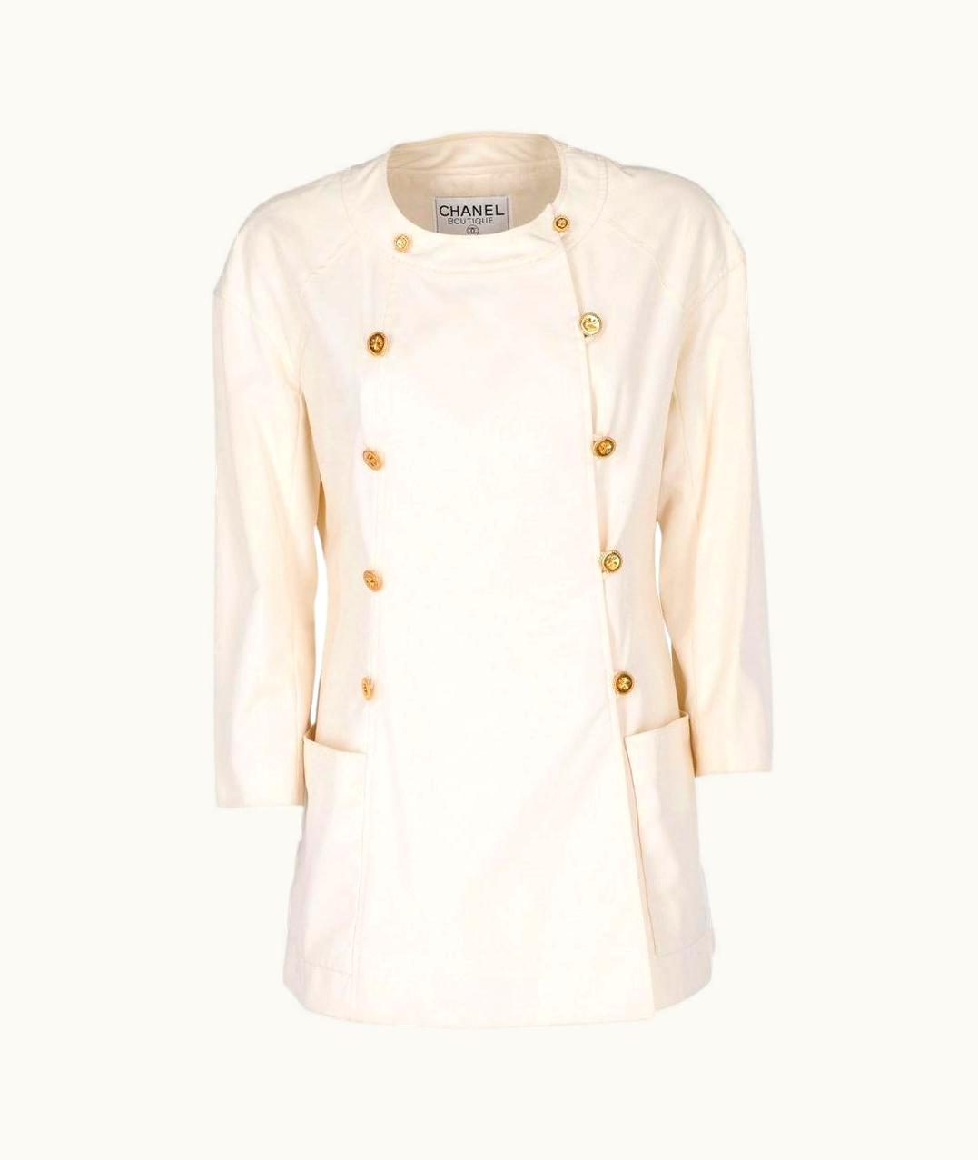 Chanel 80s Chanel Vintage Cream White Double-breasted Jacket