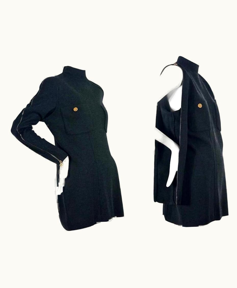 Chanel Vintage Chanel Boutique Logo Zipper Convertible Wool Sweater Dress