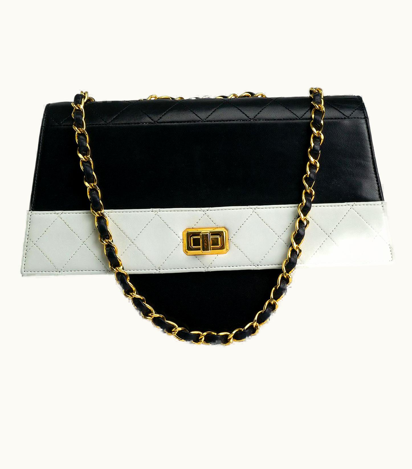 Chanel Chanel 1980s Two Tone Black And White Vintage Flap Bag