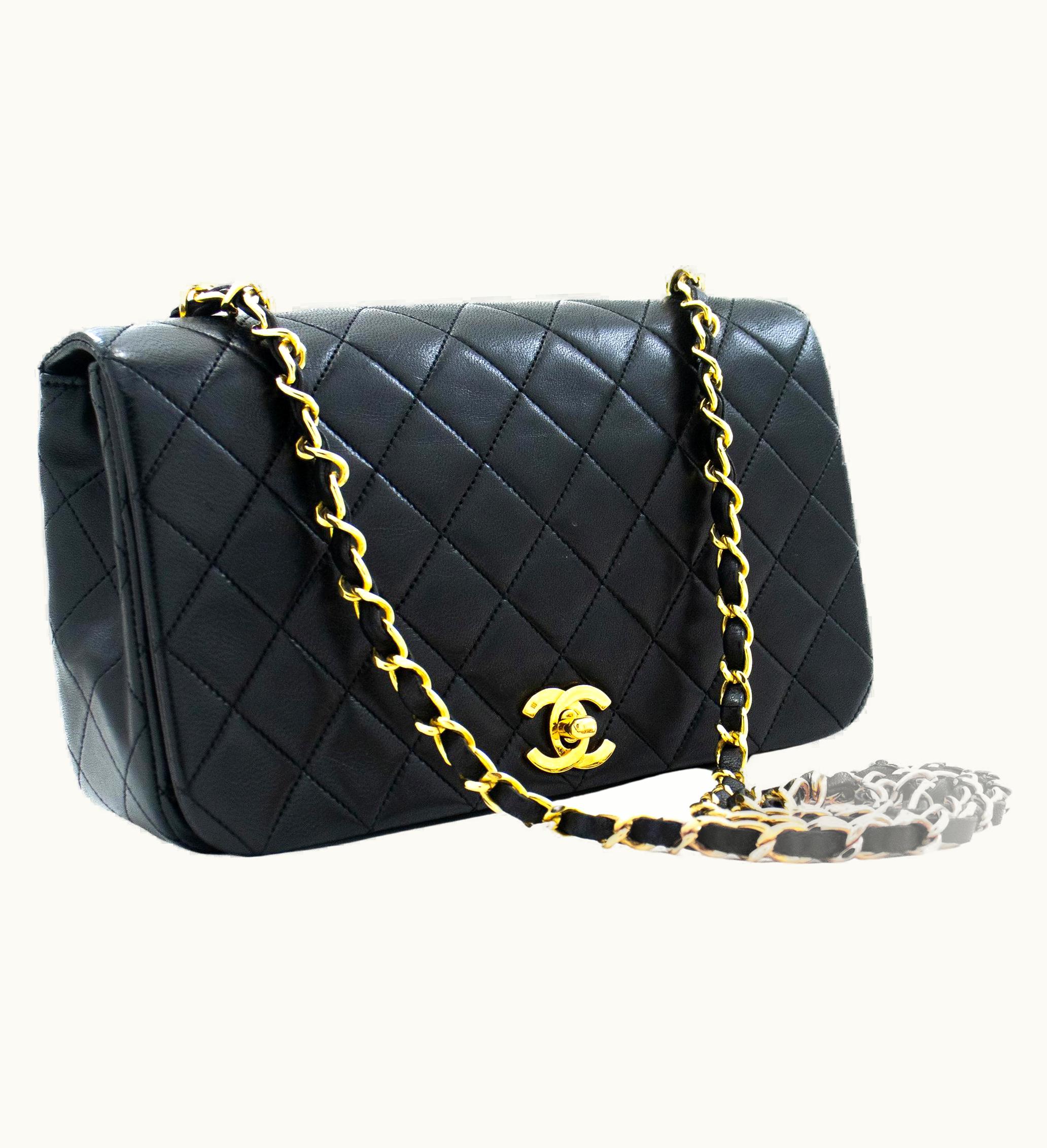 Chanel Chanel Full Chain Flap Shoulder Bag Black Quilted Lambskin Leather UZ0590715