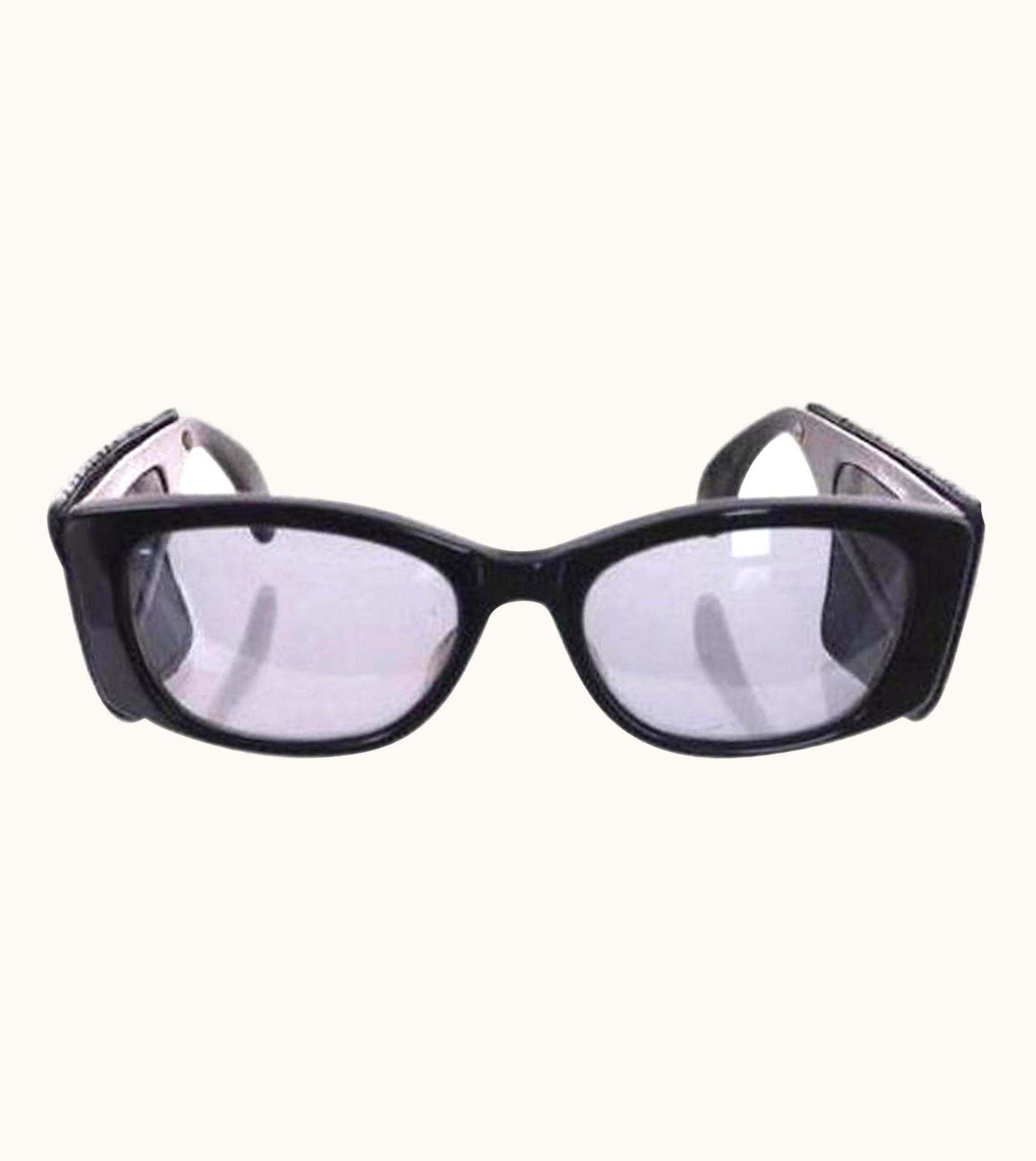 Chanel Chanel Black Rare 1988 Vintage Aviator Pilot With Quilted Lambskin Sunglasses