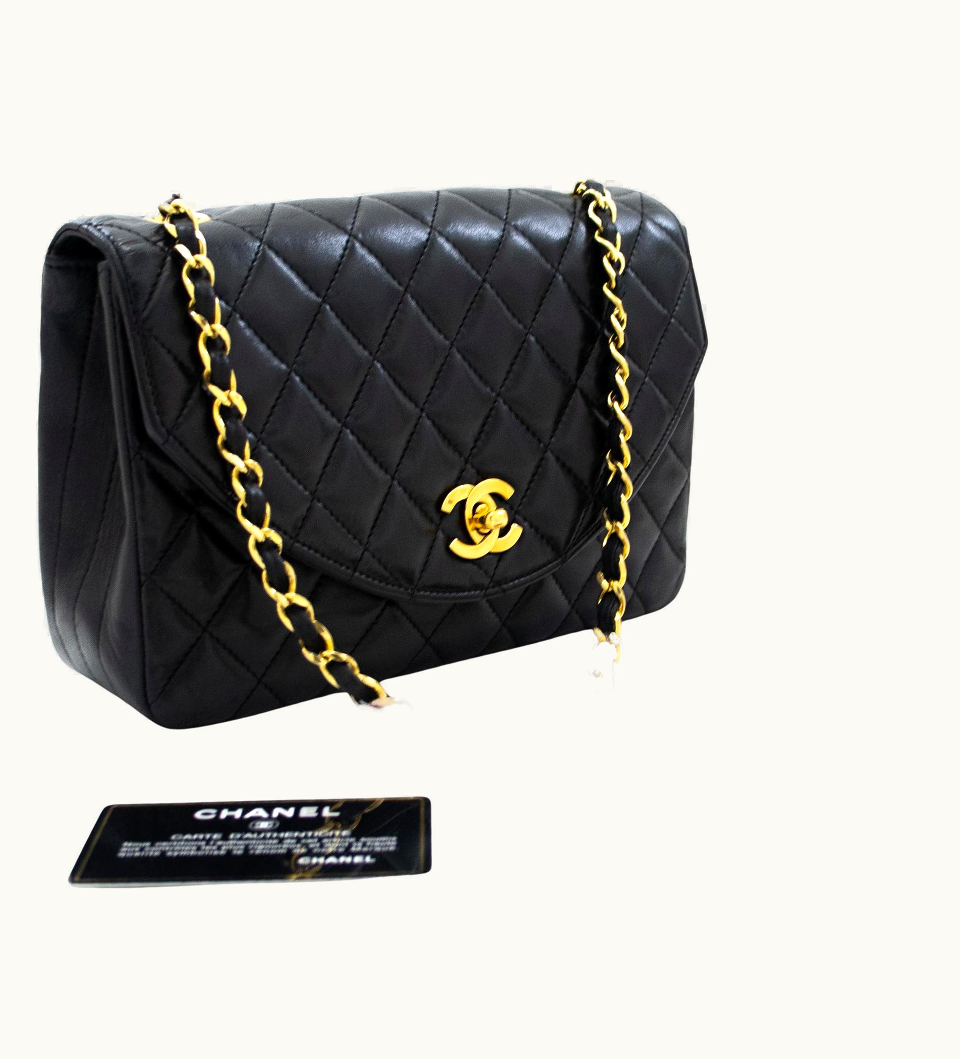 Chanel Chanel Half Moon Chain Shoulder Crossbody Bag Black Flap Quilted