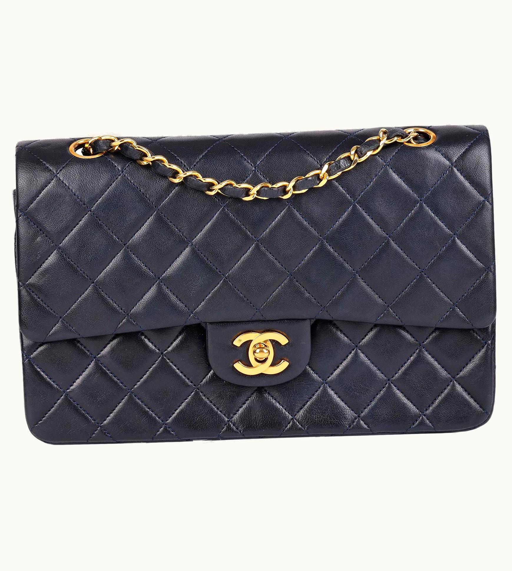 Chanel Chanel Navy Quilted Lambskin Vintage Medium Classic Double Flap Bag
