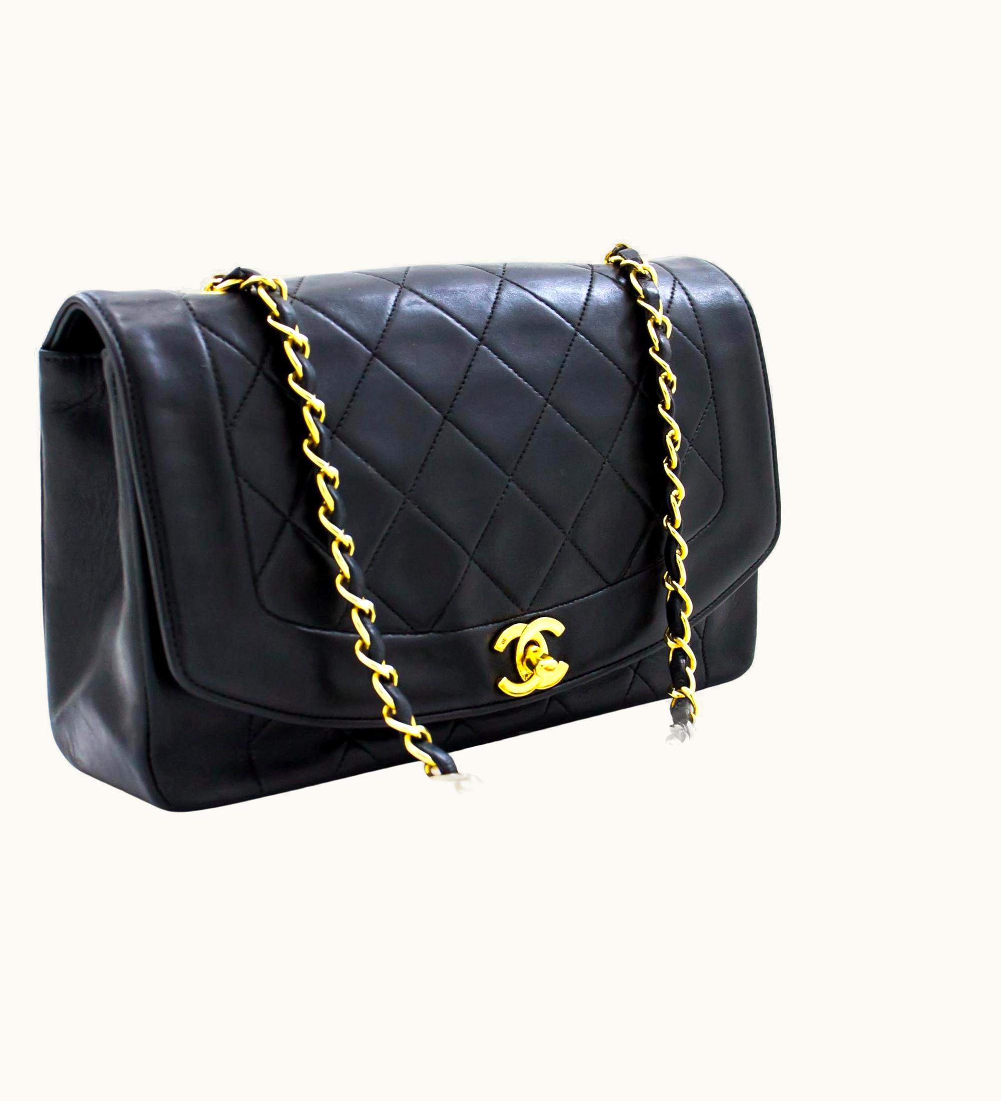 Chanel Chanel Diana Chain Flap Shoulder Bag Black Quilted Purse Lambskin