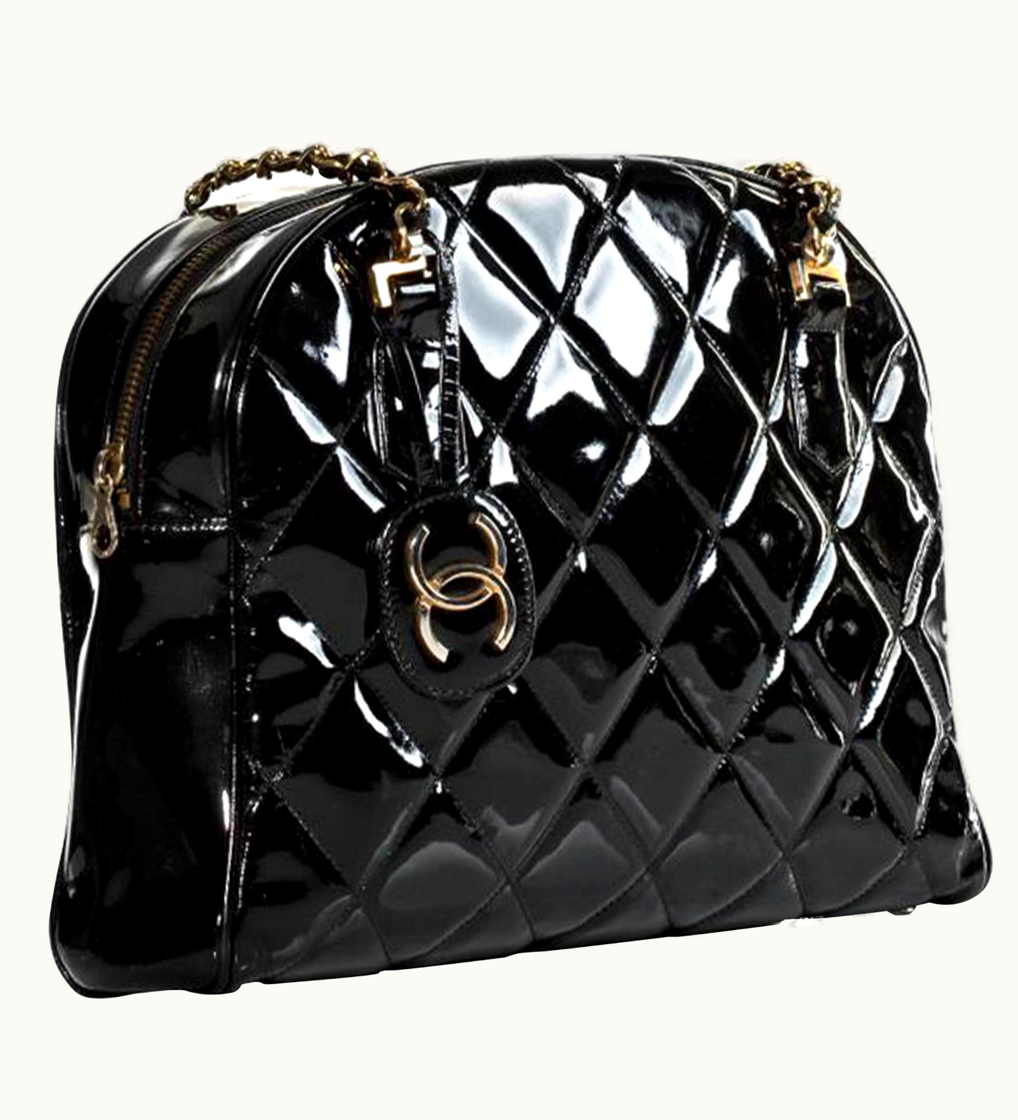 Chanel Chanel Shopping Tote Quilted Very Rare Limited Edition Black Patent Leather Bag