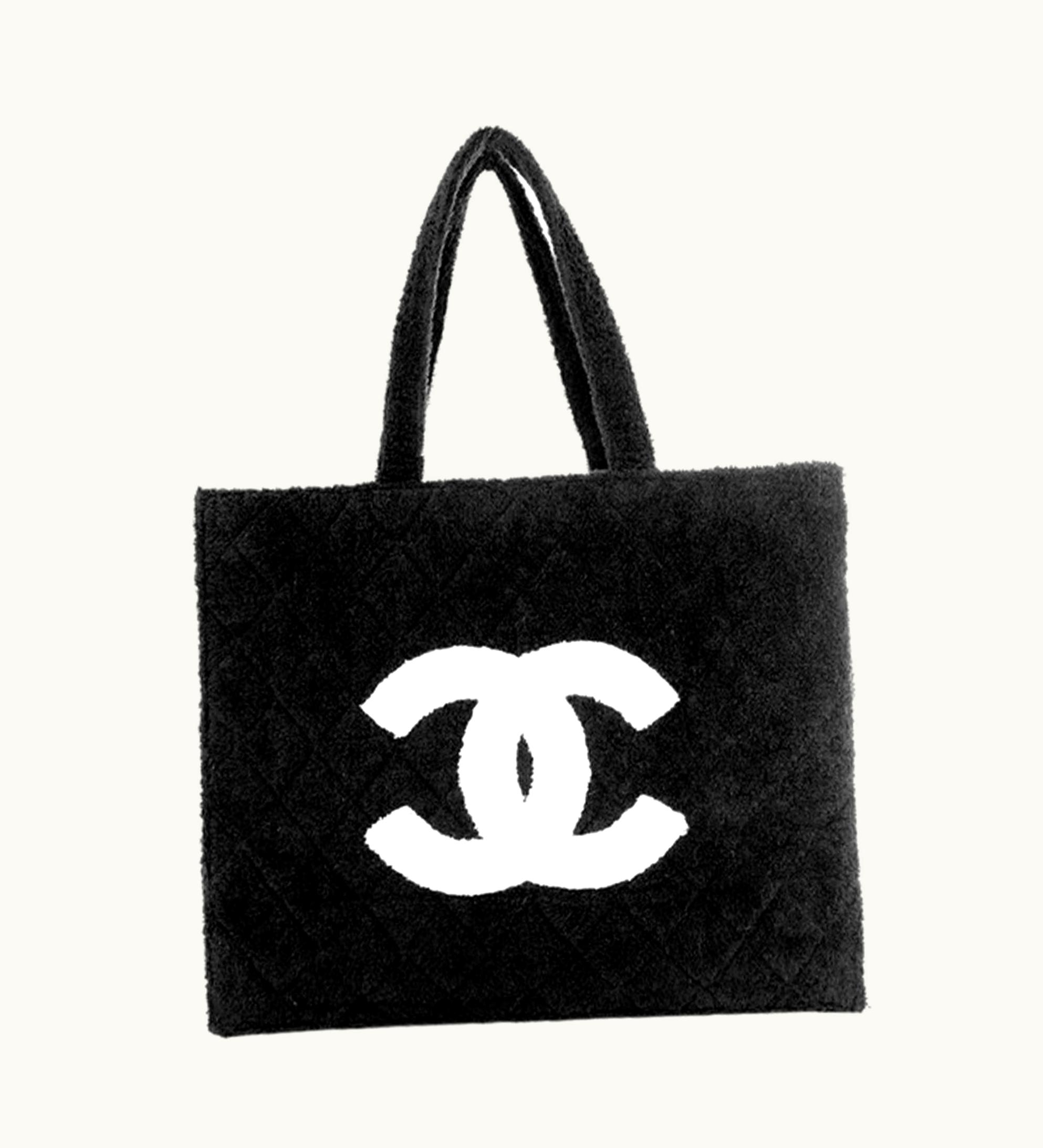 Chanel Chanel Timeless Vintage Cc Tote Towel Rare Piece Black Terry Cloth Beach Bag