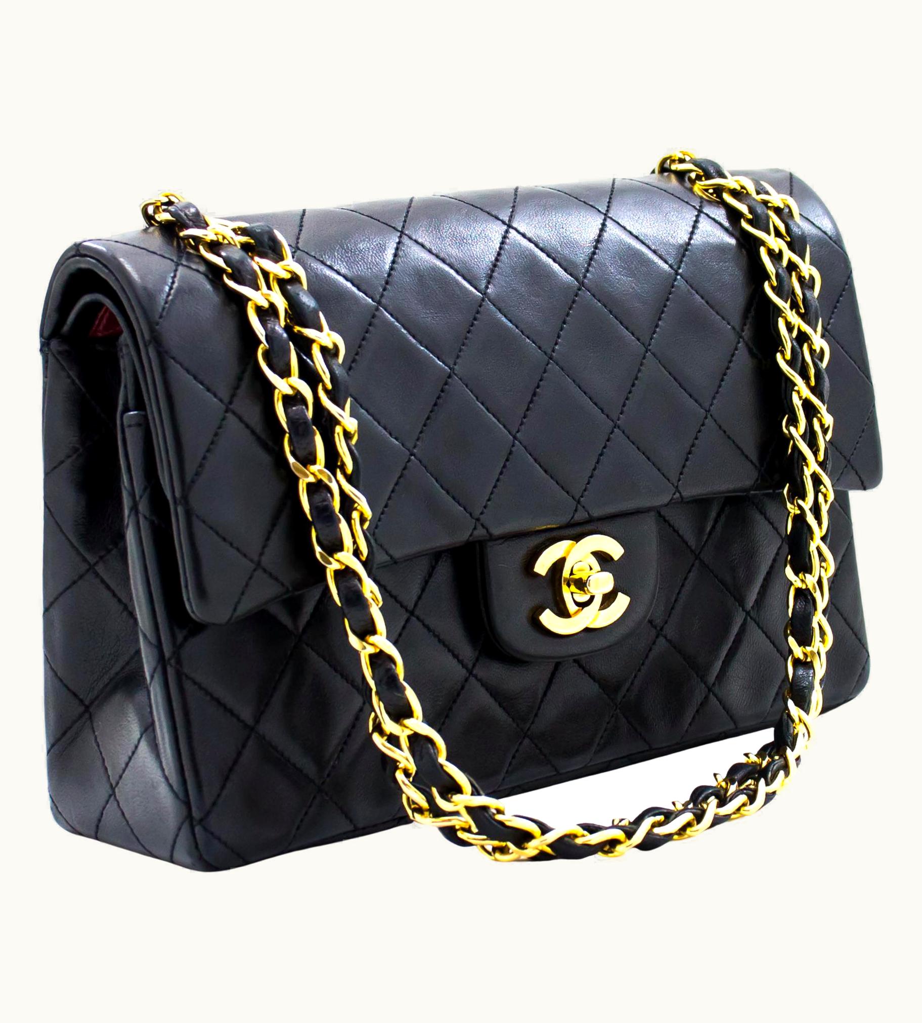 Chanel Chanel 2.55 Double Flap Small Chain Shoulder Bag Lambskin Black