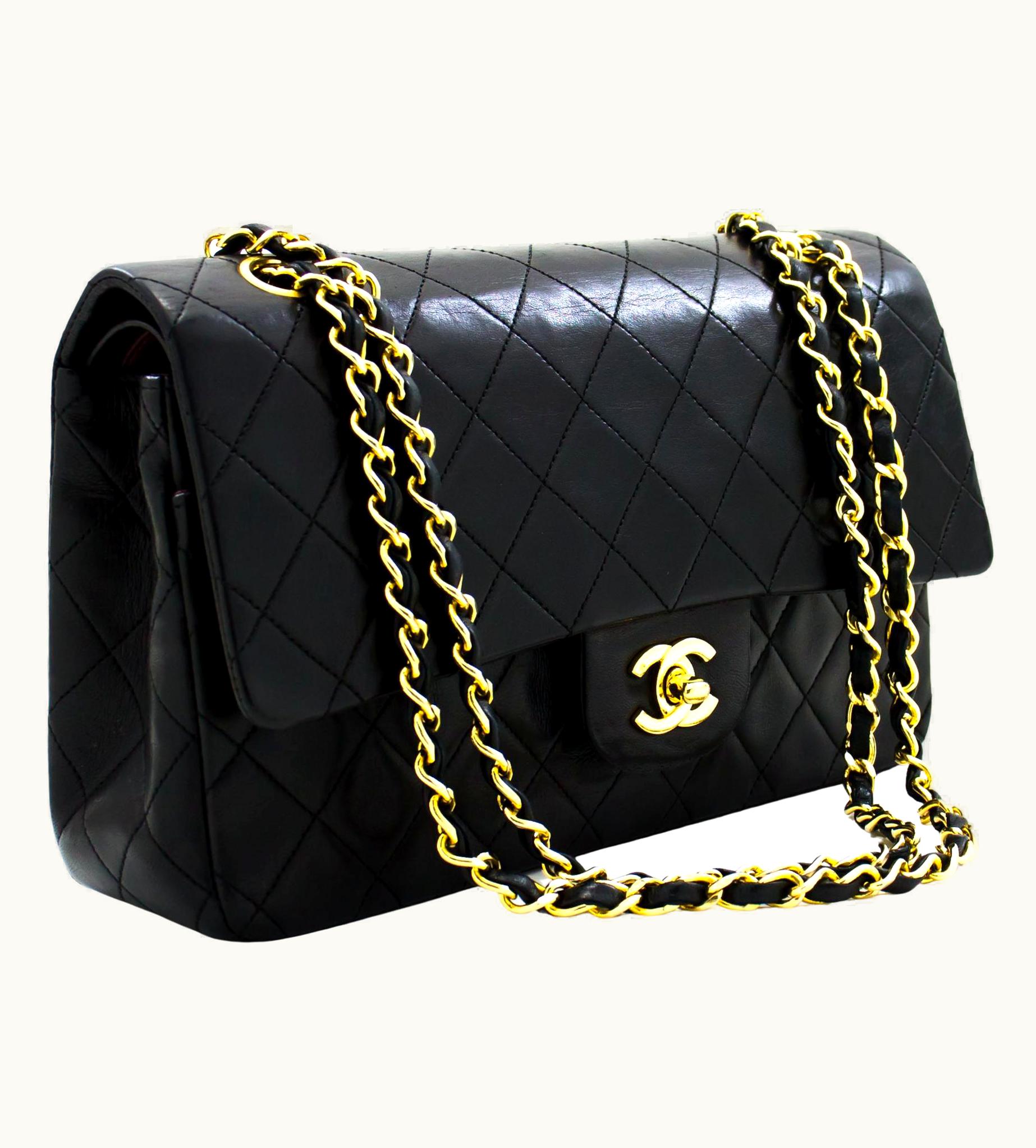 Chanel Chanel 2.55 Double Flap Medium Chain Shoulder Bag Lambskin Black UZ0590762
