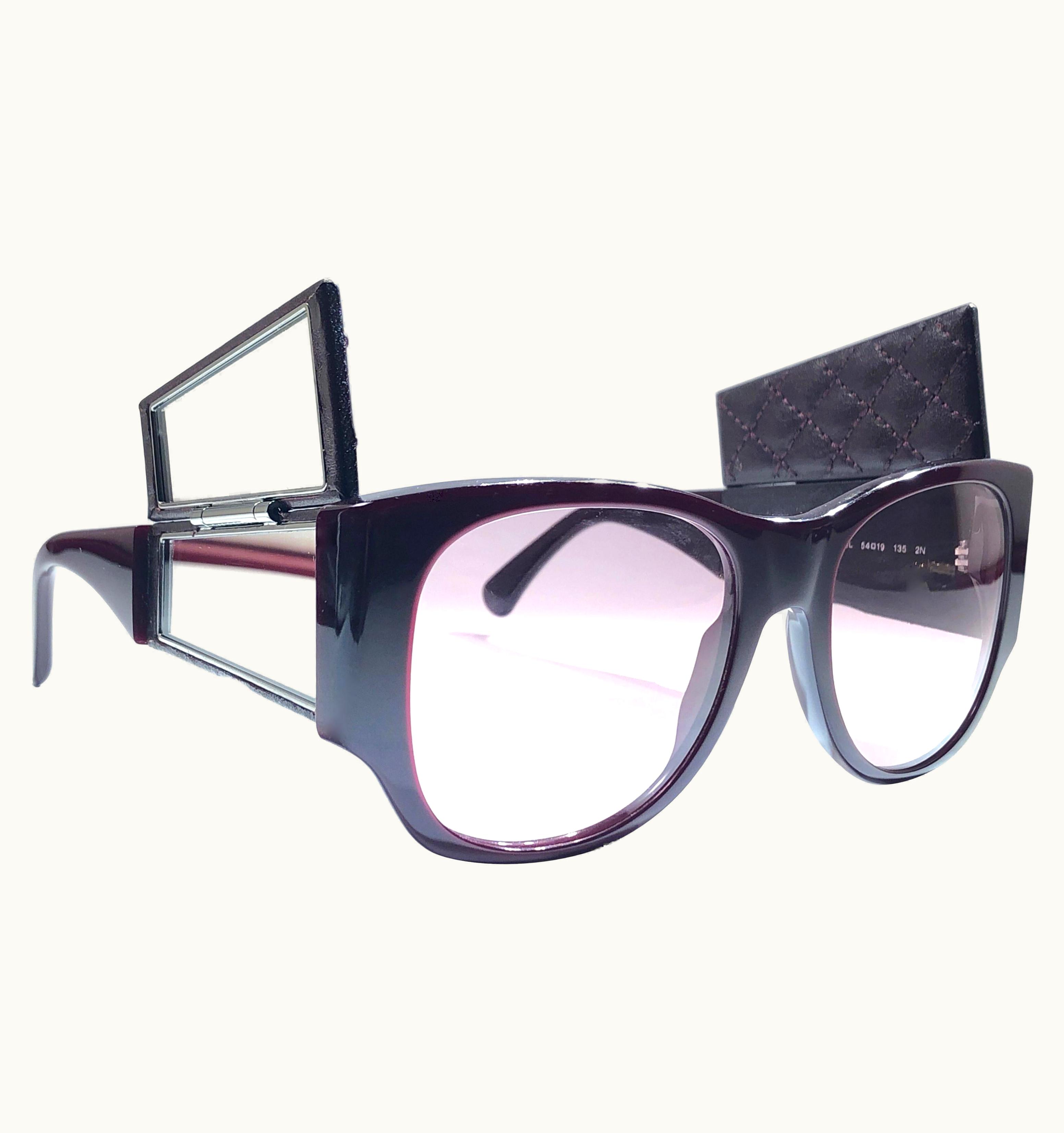 Chanel Vintage Chanel 5202 Burgundy Hidden Mirror Quilted Sunglasses Made In France