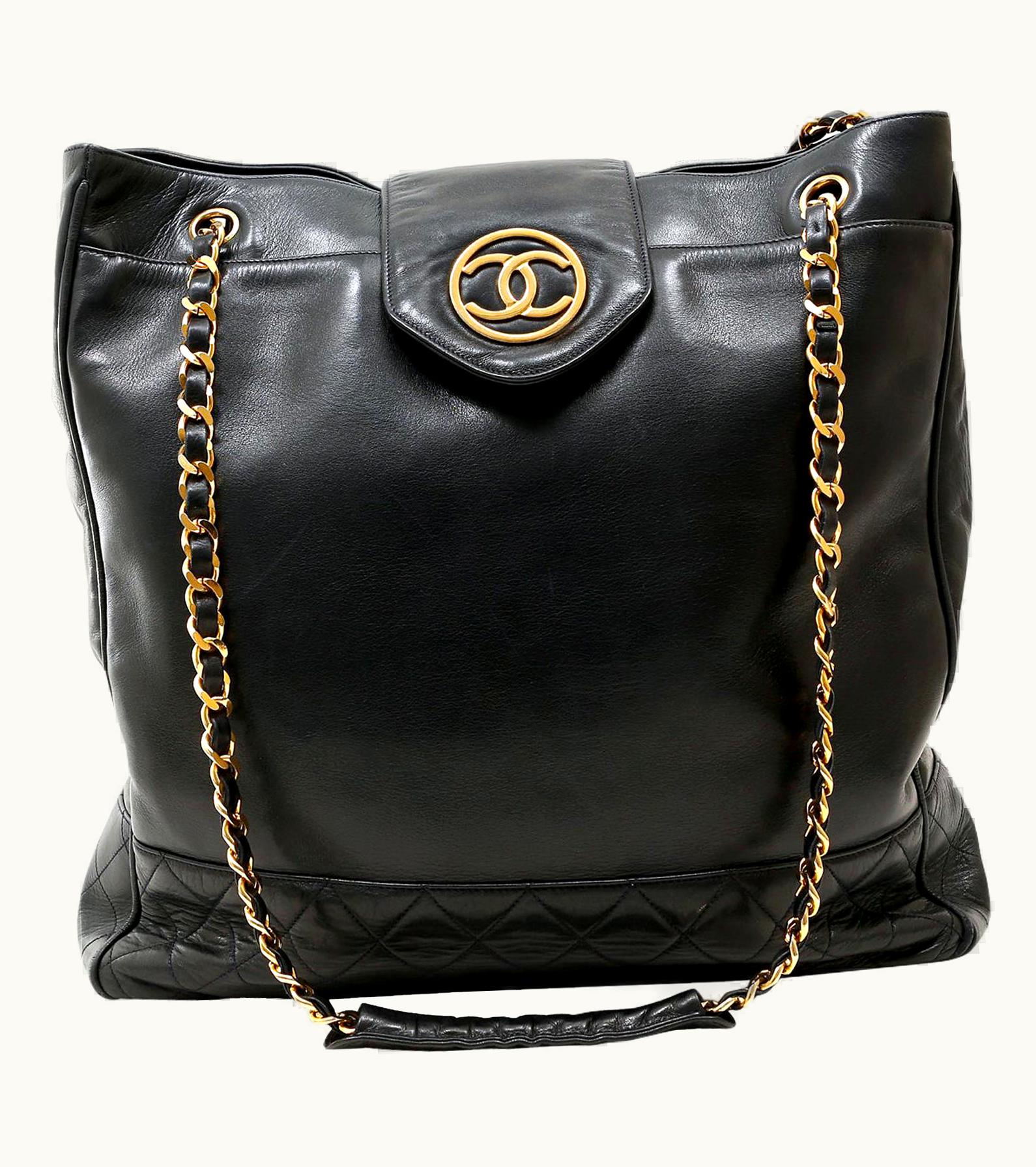 Chanel Chanel Navy Lambskin Vintage Large Tote