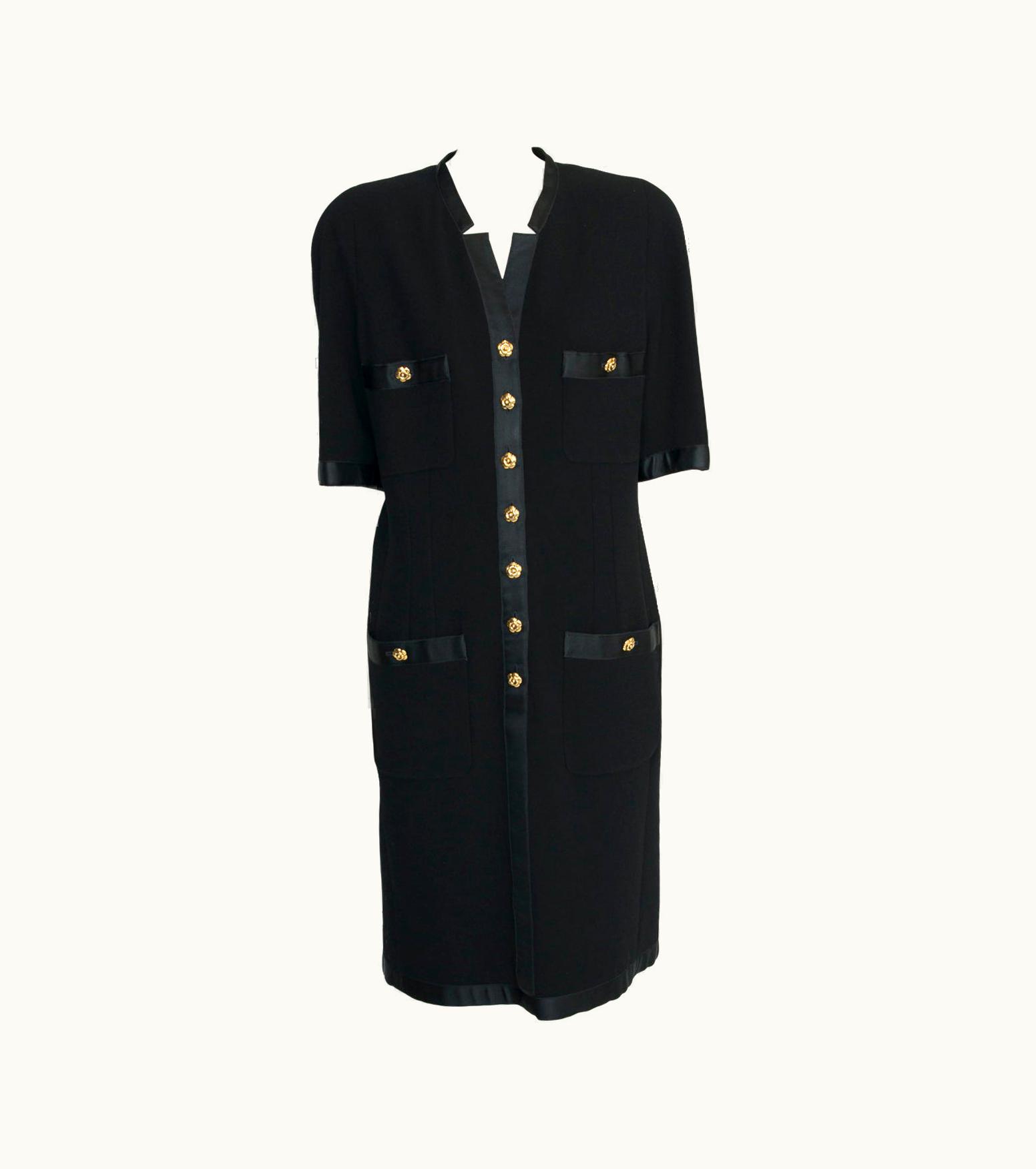 Chanel Chanel By Karl Lagerfeld Button-Embellished Classic Little Black Dress