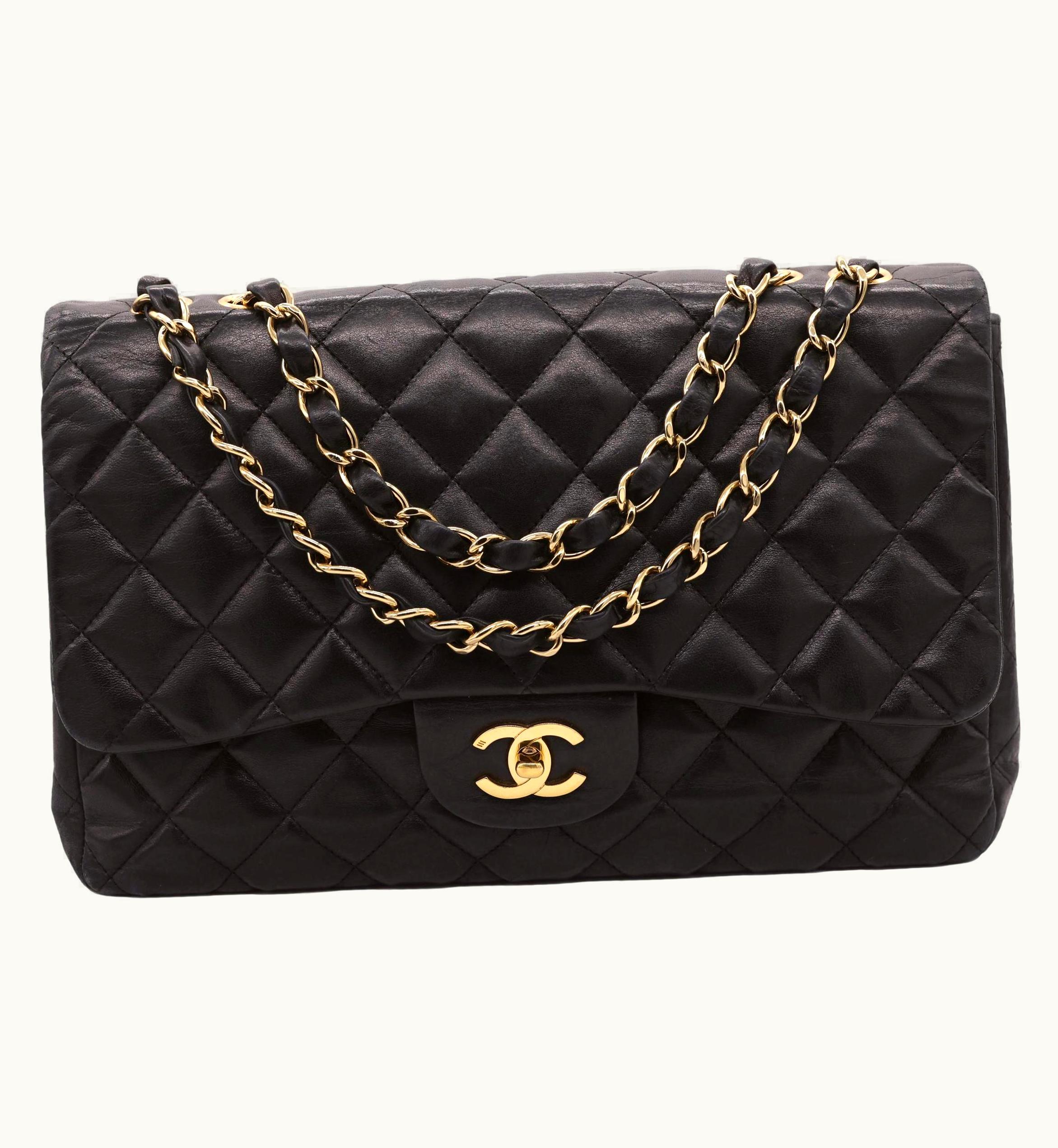 Chanel Chanel Timeless Black Jumbo Single Flap Quilted Lambskin Shoulder Bag UZ0590802