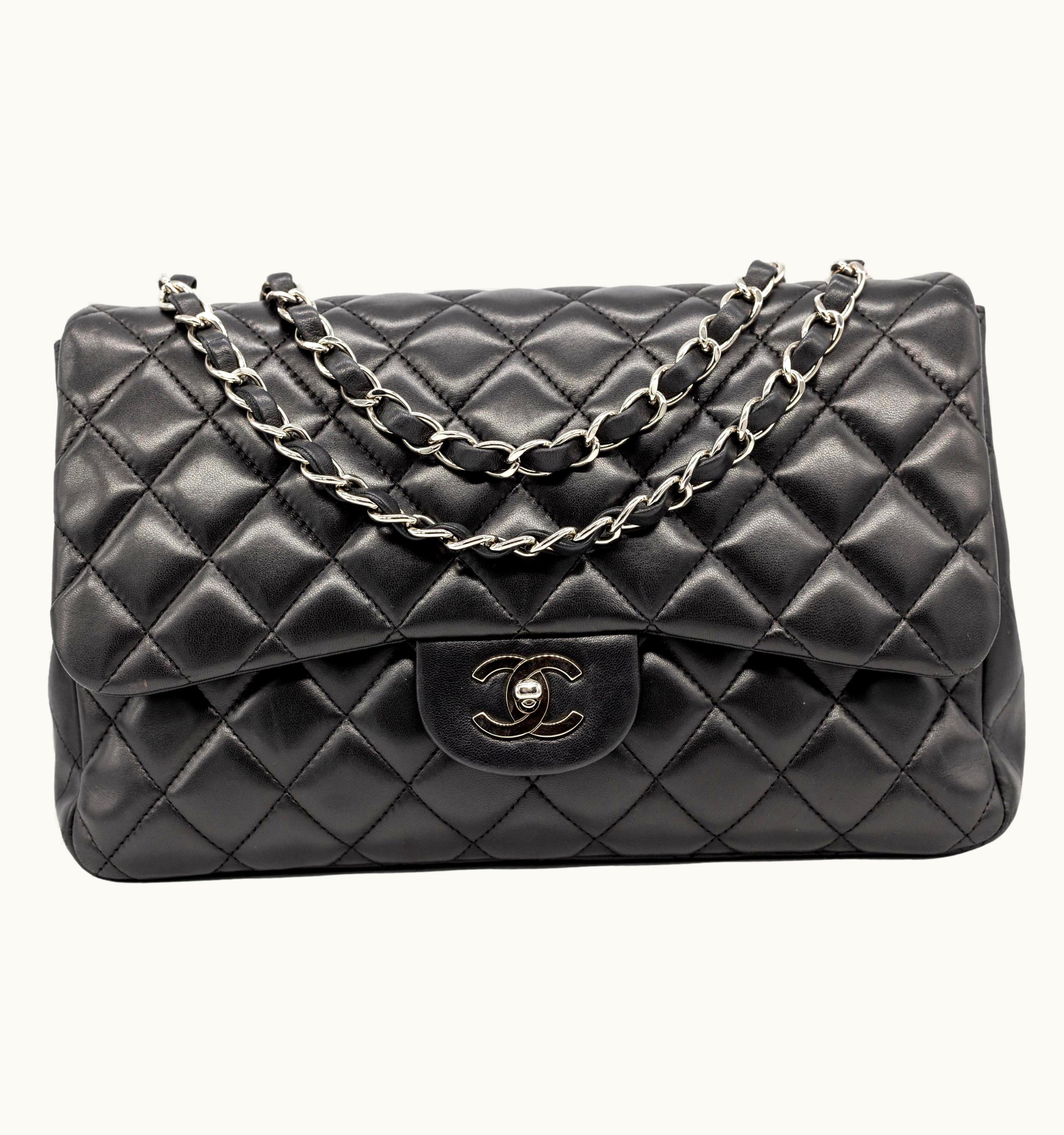 Chanel Chanel Timeless Black Jumbo Single Flap Quilted Lambskin Shoulder Bag UZ0590806