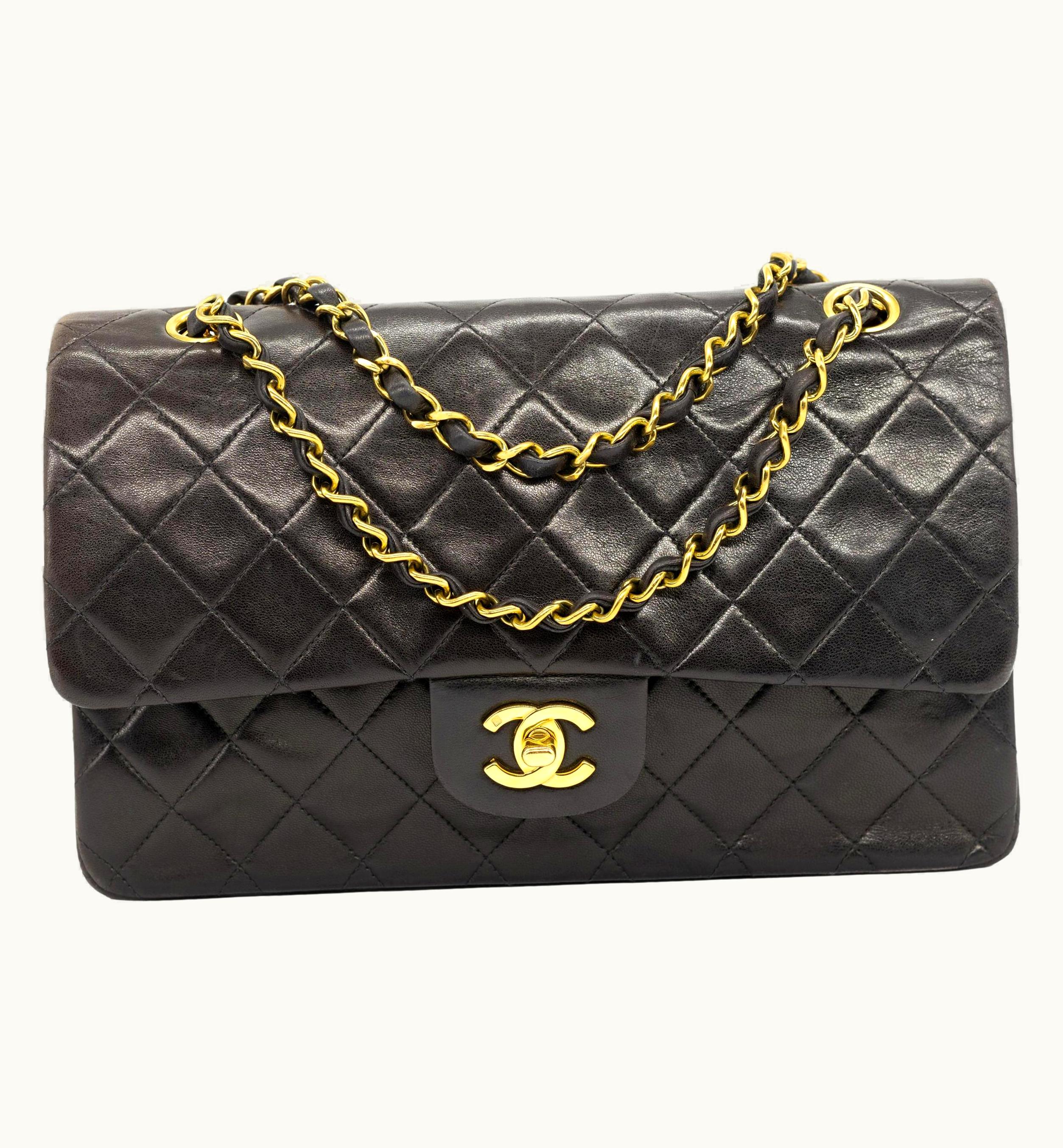 Chanel Chanel Timeless Black Medium Classic Double Flap Quilted Lambskin Bag