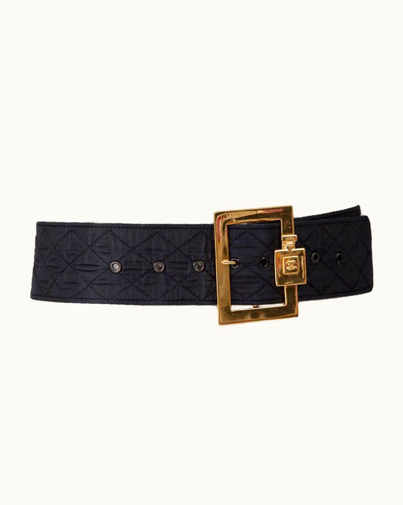 Chanel Chanel Leather & Silk Quilted Thick Belt
