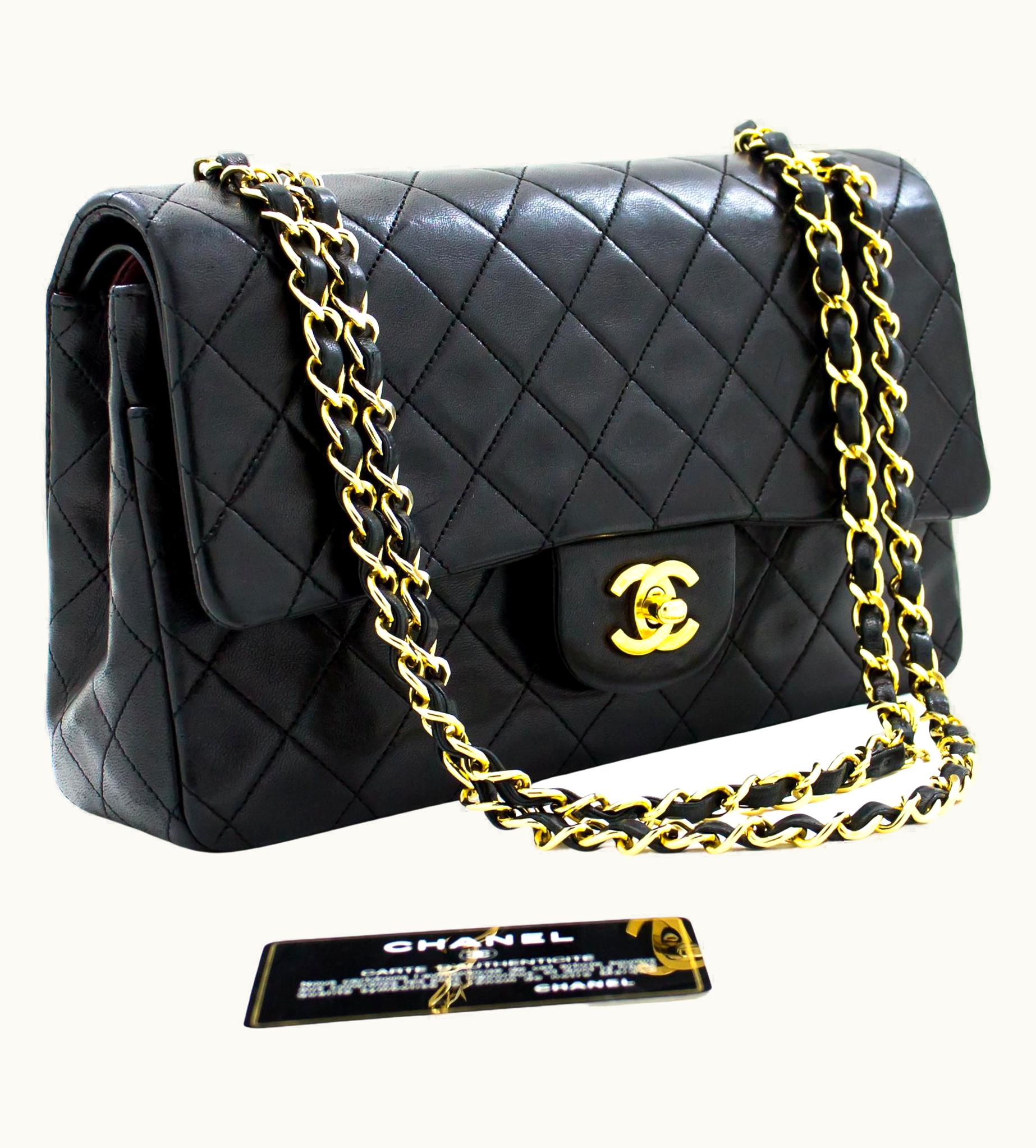 Chanel Chanel Classic Double Flap Medium Chain Shoulder Bag Black Lambski