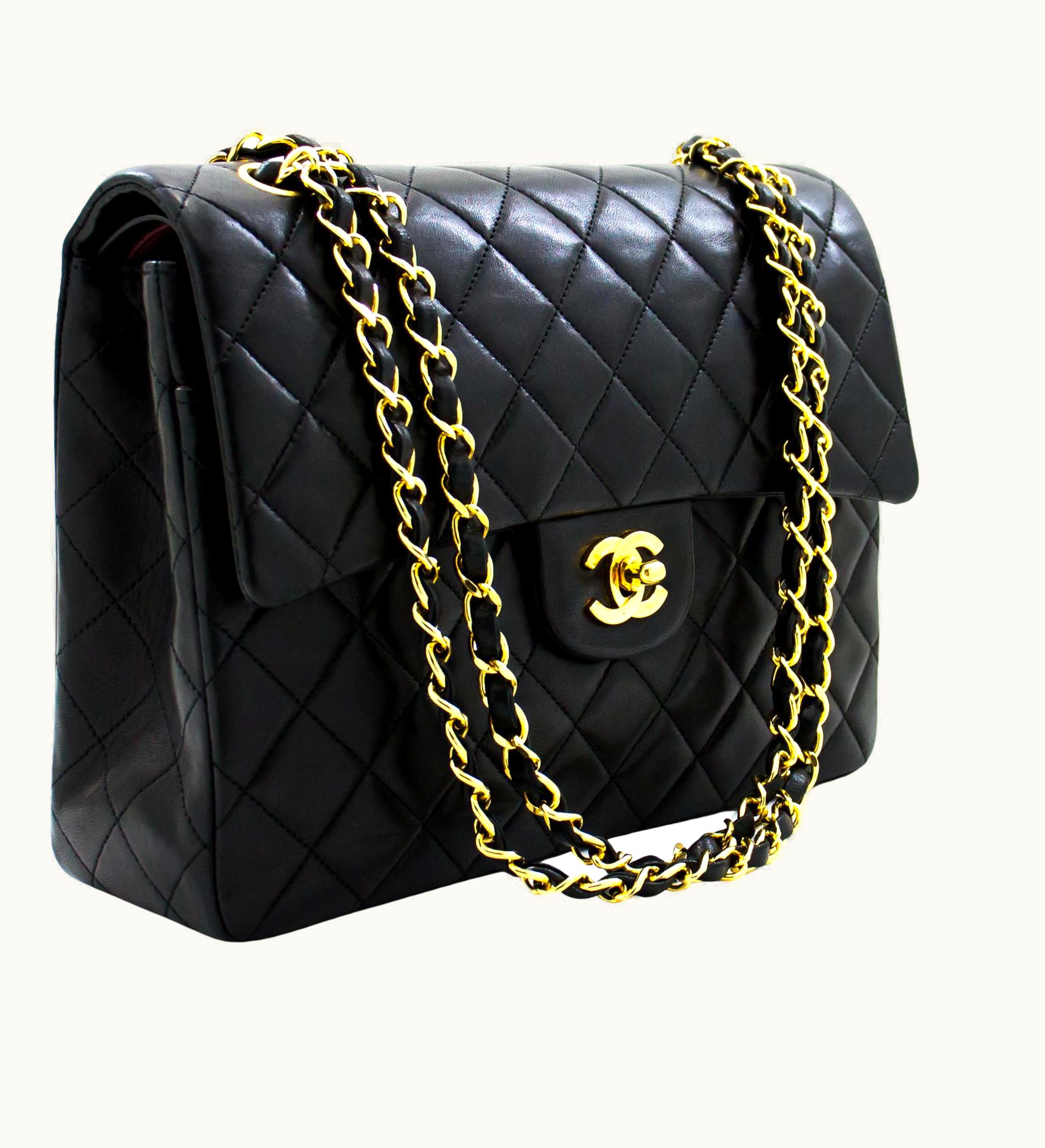 Chanel Chanel 2.55 Double Flap Square Chain Shoulder Bag Lambskin Black UZ0590839