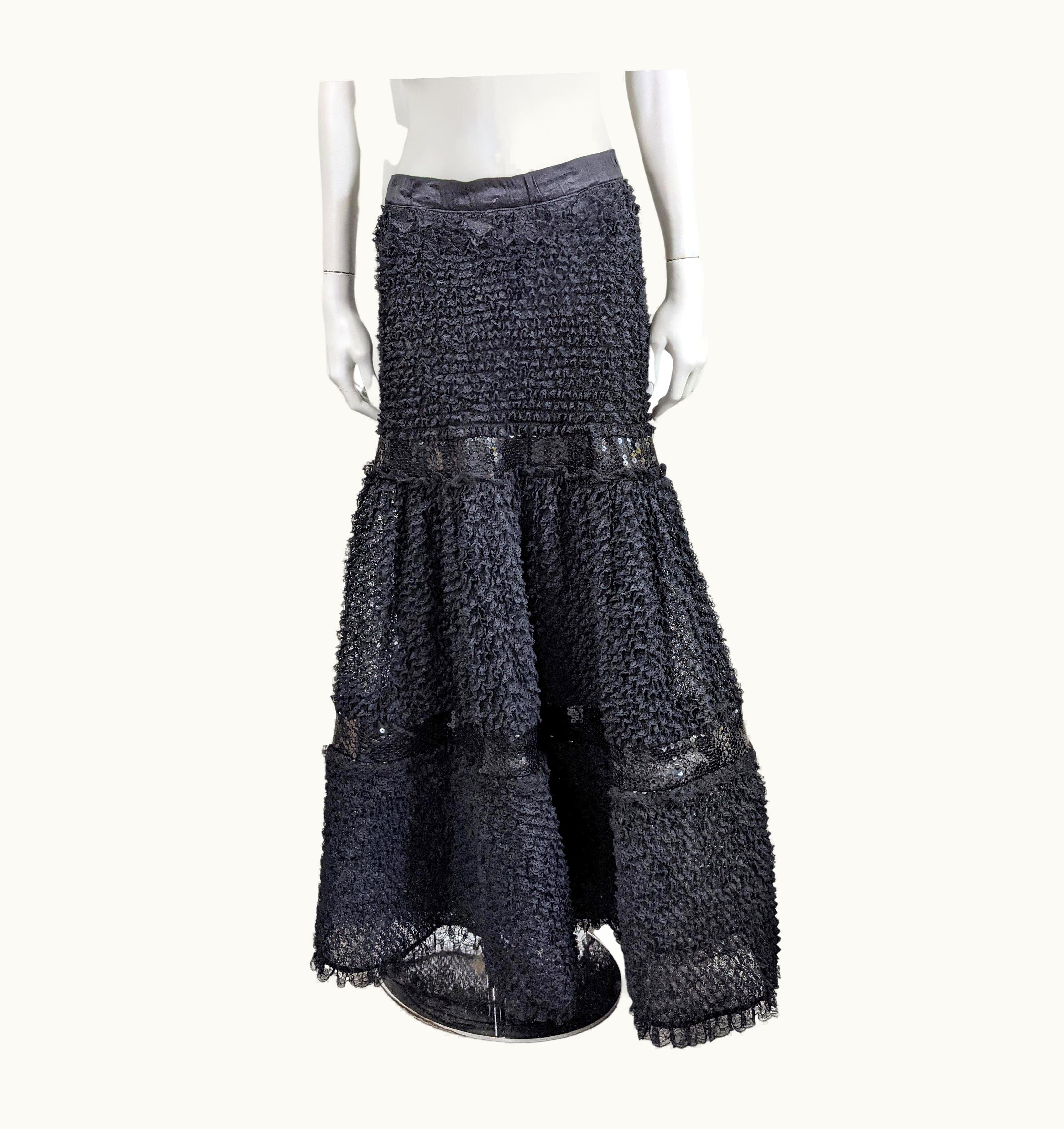 Chanel Chanel Dramatic Lace Ruffle And Sequin Evening Skirt