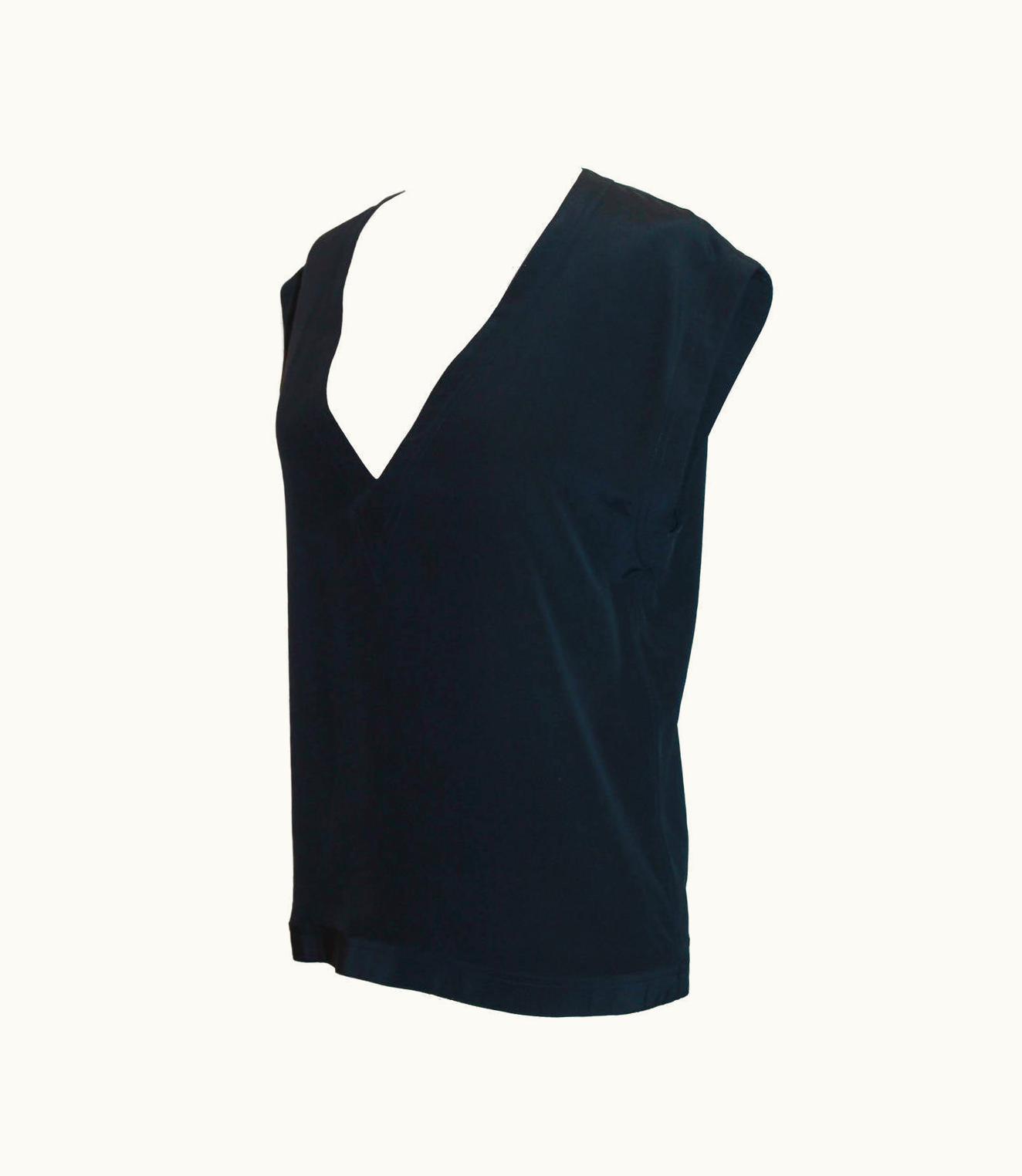 Chanel Chanel 1980' Vintage Navy Silk Top