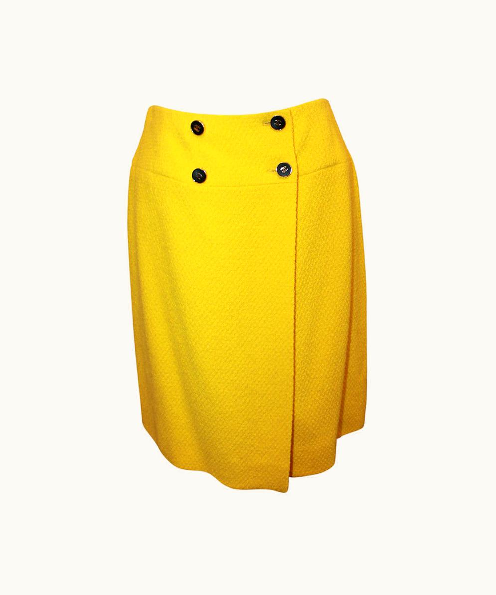 Chanel Chanel 1980' Vintage Yellow Tweed Wrap Skirt