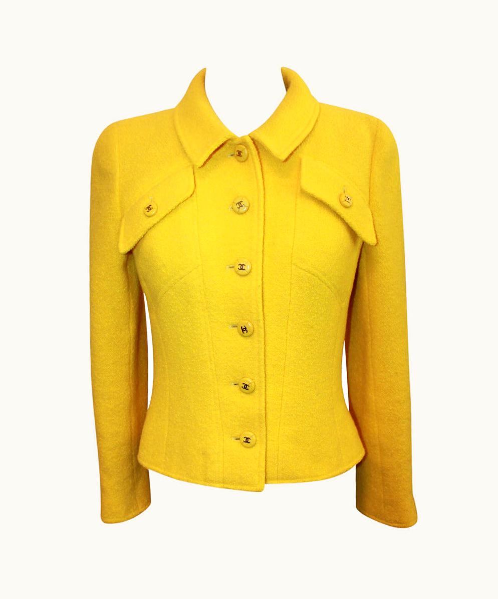 Chanel Chanel 1980' Yellow Tweed Single Breasted Jacket