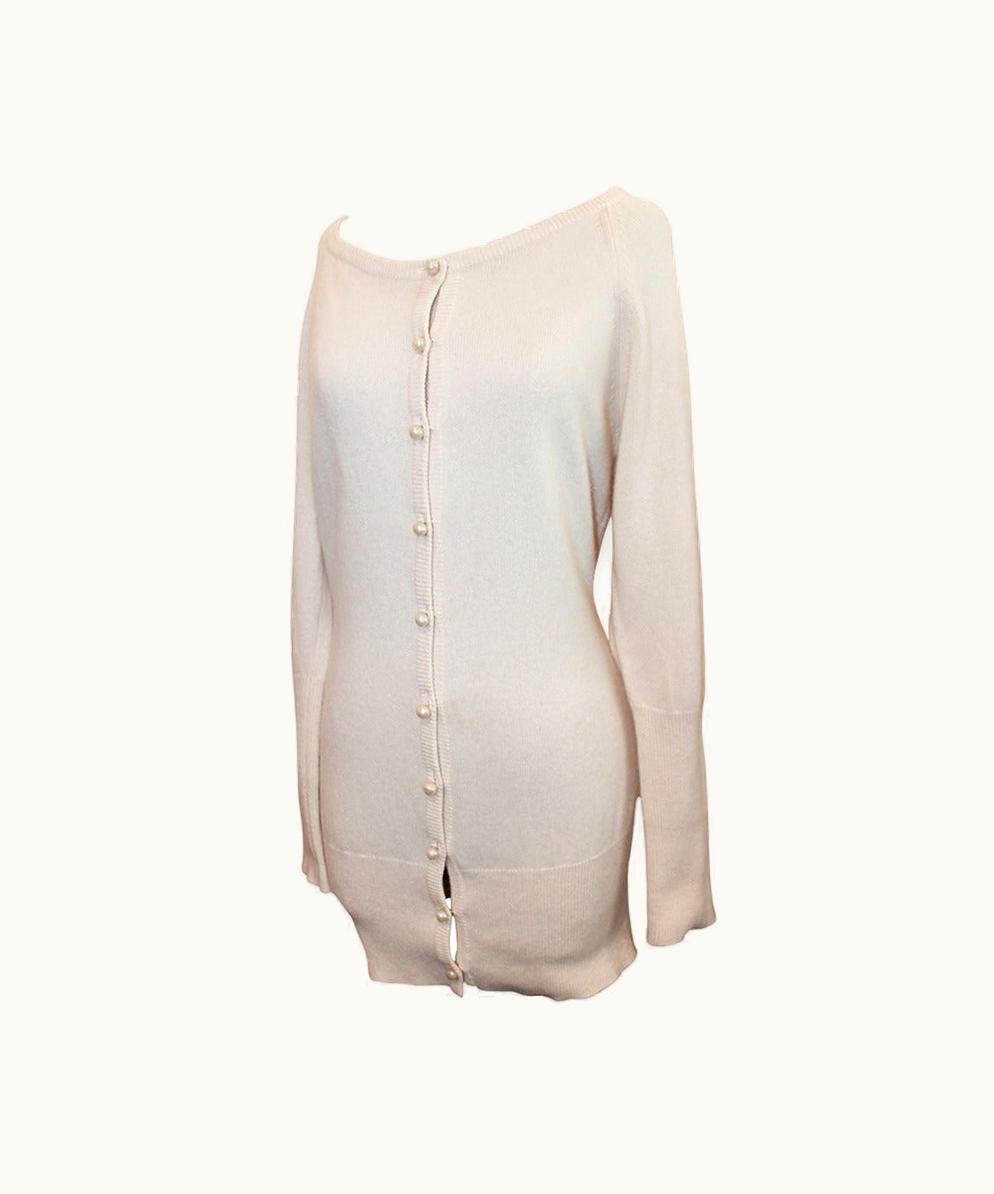 Chanel Chanel 1980' Vintage Creme Cashmere Sweater With Pearl Buttons