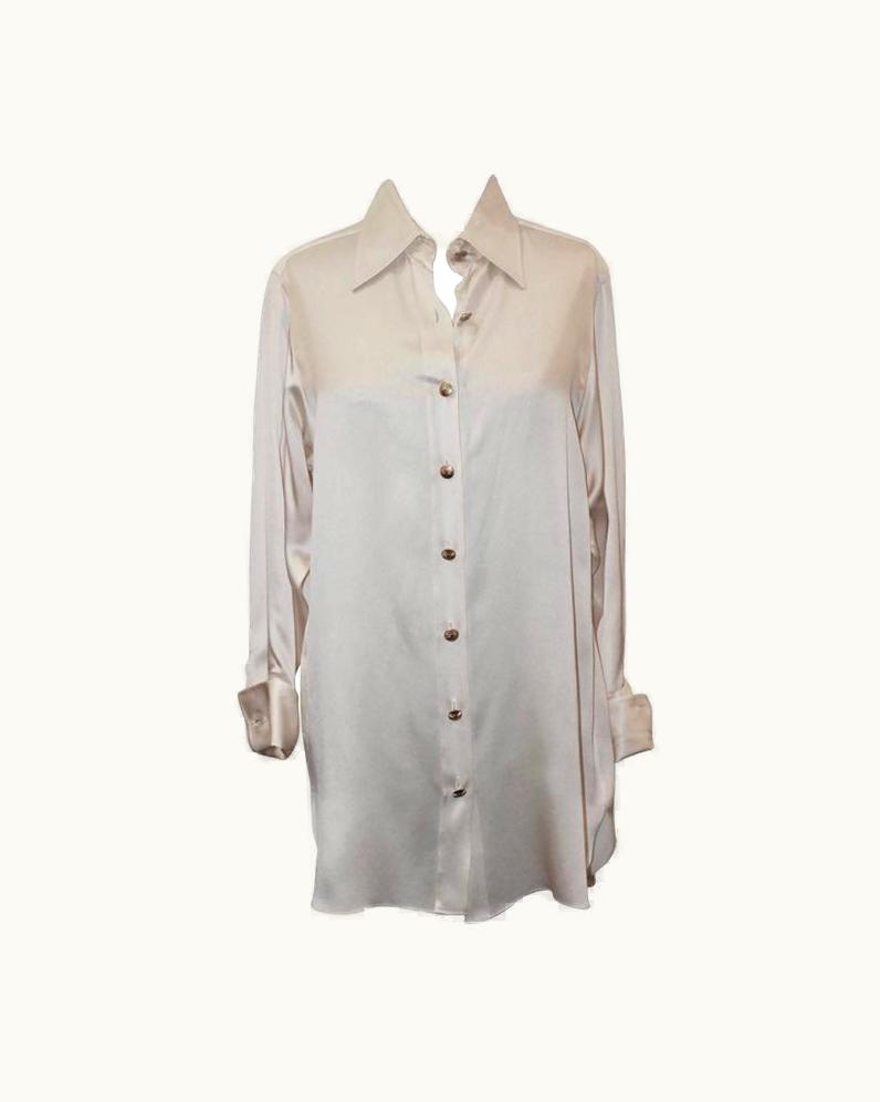 Chanel Chanel 1980' Vintage Ivory Silk Long Sleeve Blouse